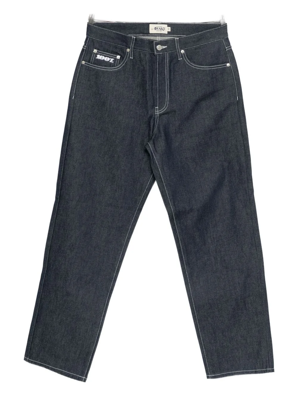 contrast-stitch straight-leg jeans - 1