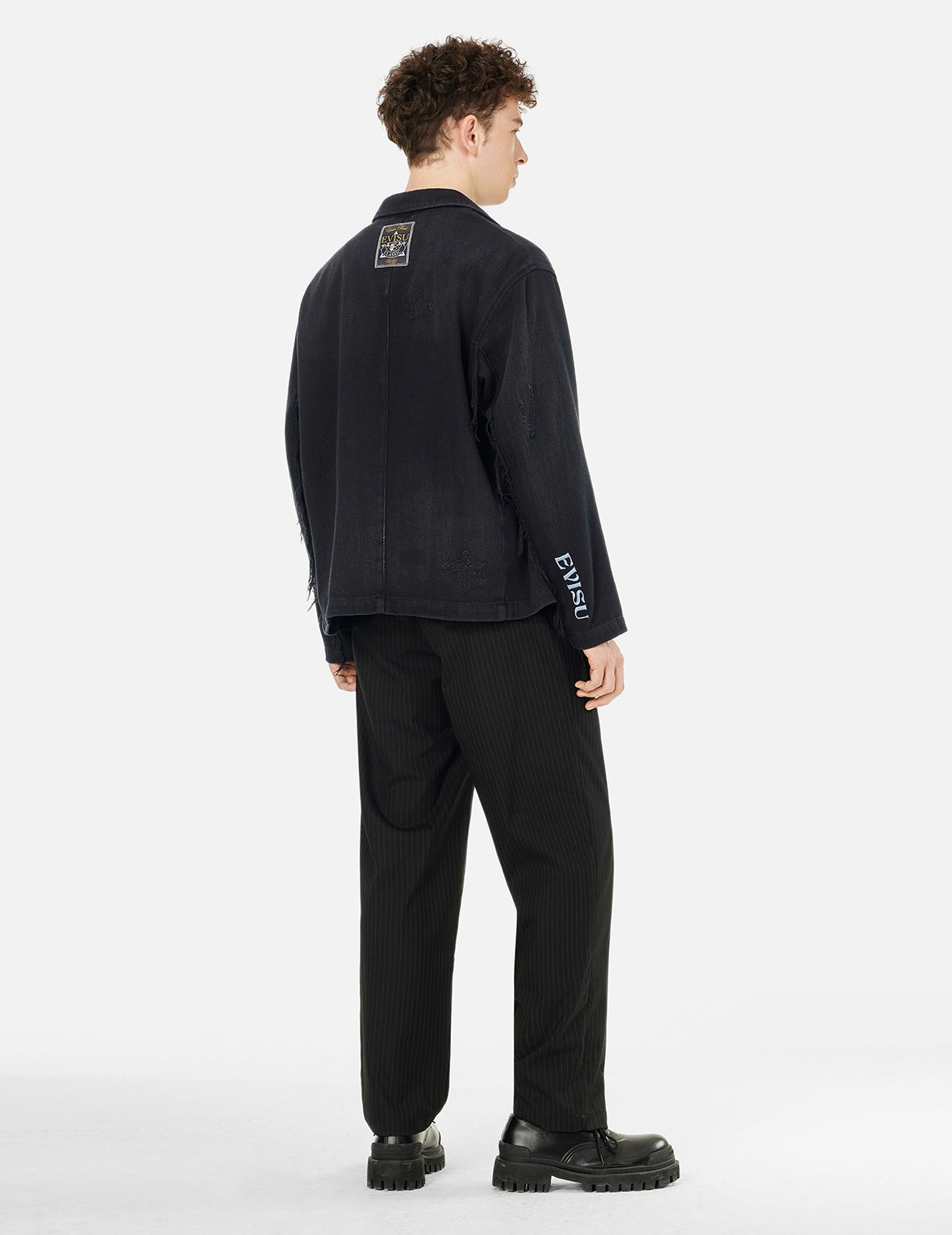 Seagull and Logo Embroidery Relax Fit Denim Blazer - 4