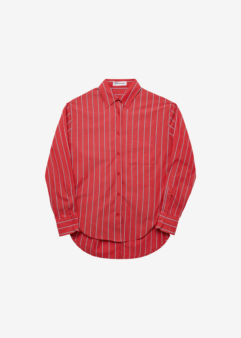 Lui Striped Cotton Shirt - Red/White Stripe 1