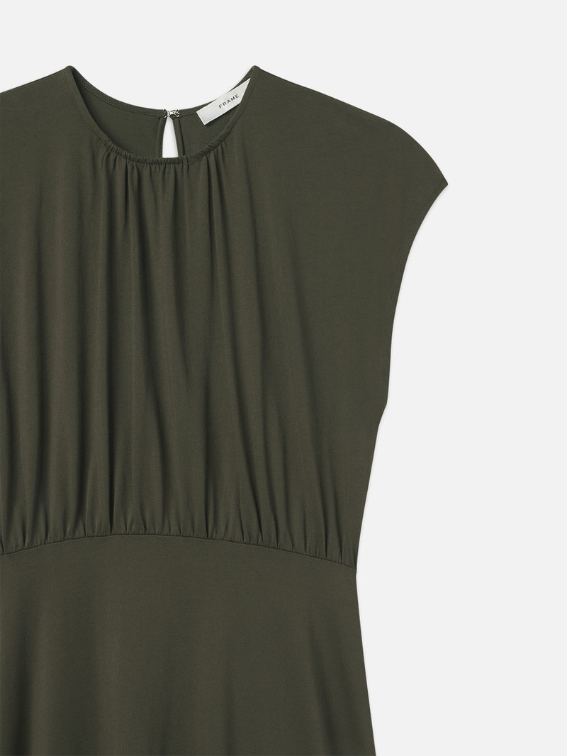 Handkerchief Hem Jersey Dress in Rich Military 3