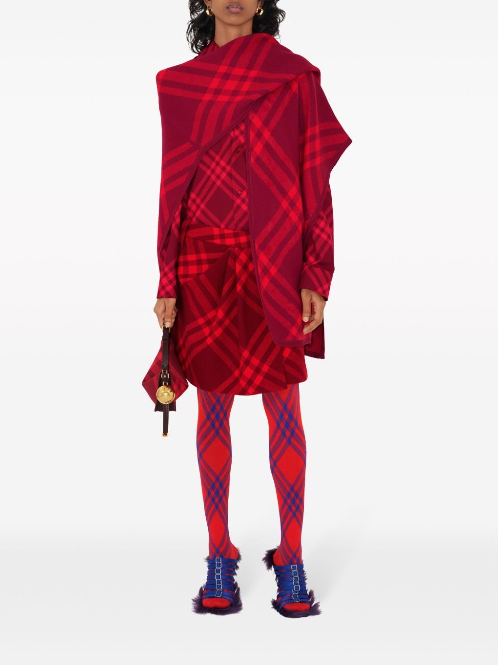 checked wool cape - 2