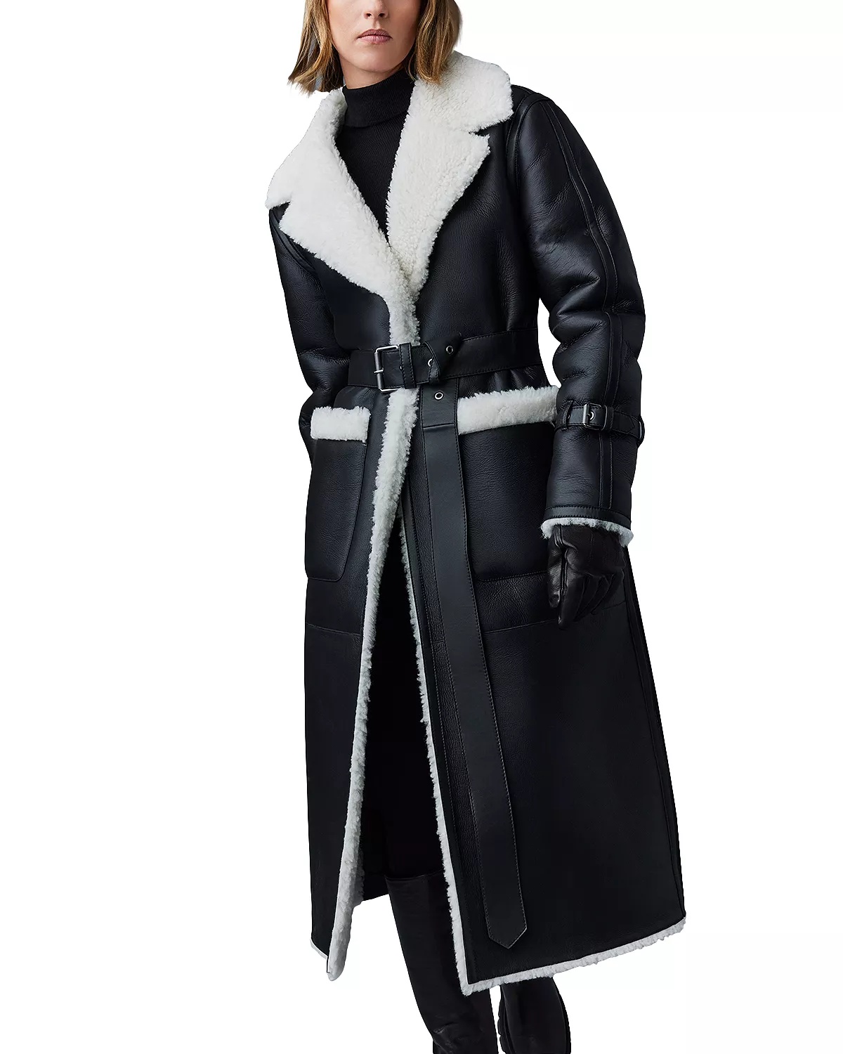 Sabreen Shearling Belted Down Coat - 4