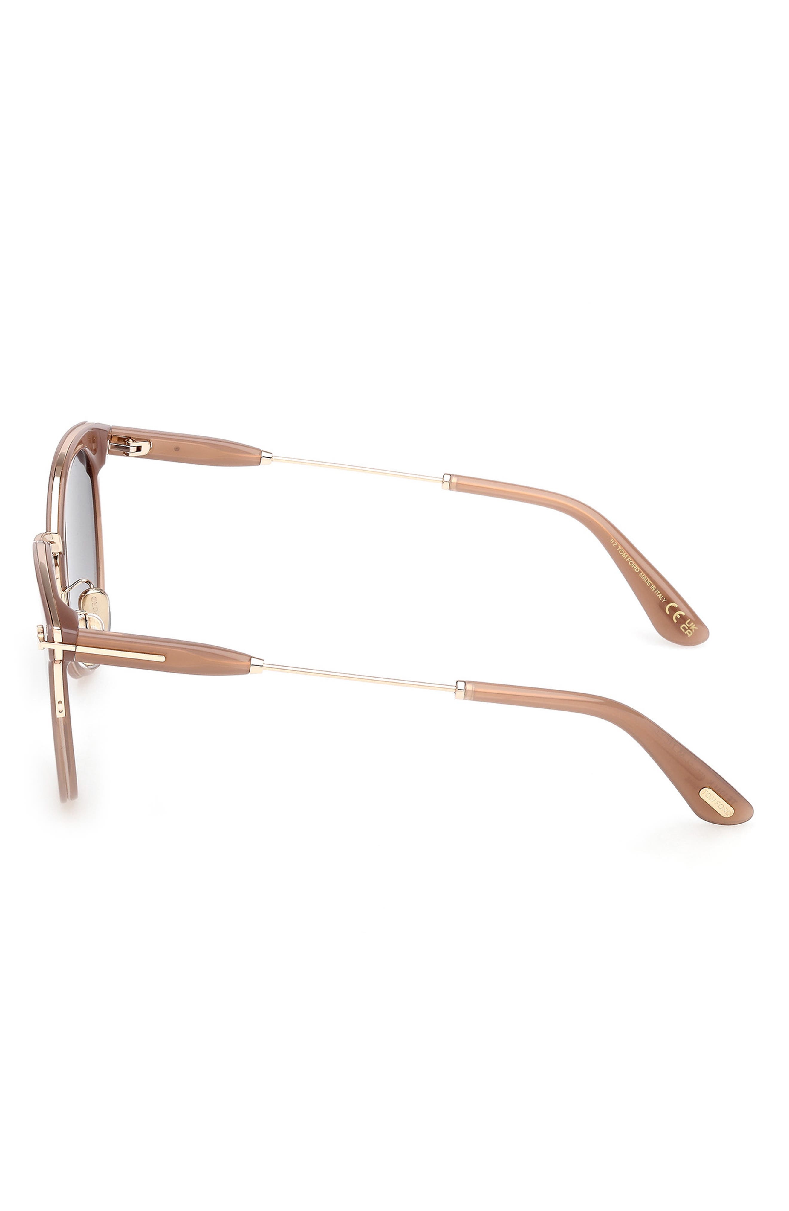 TOM FORD 54mm Round Sunglasses in Beige Rose Gold /Grad Smoke at Nordstrom - 4
