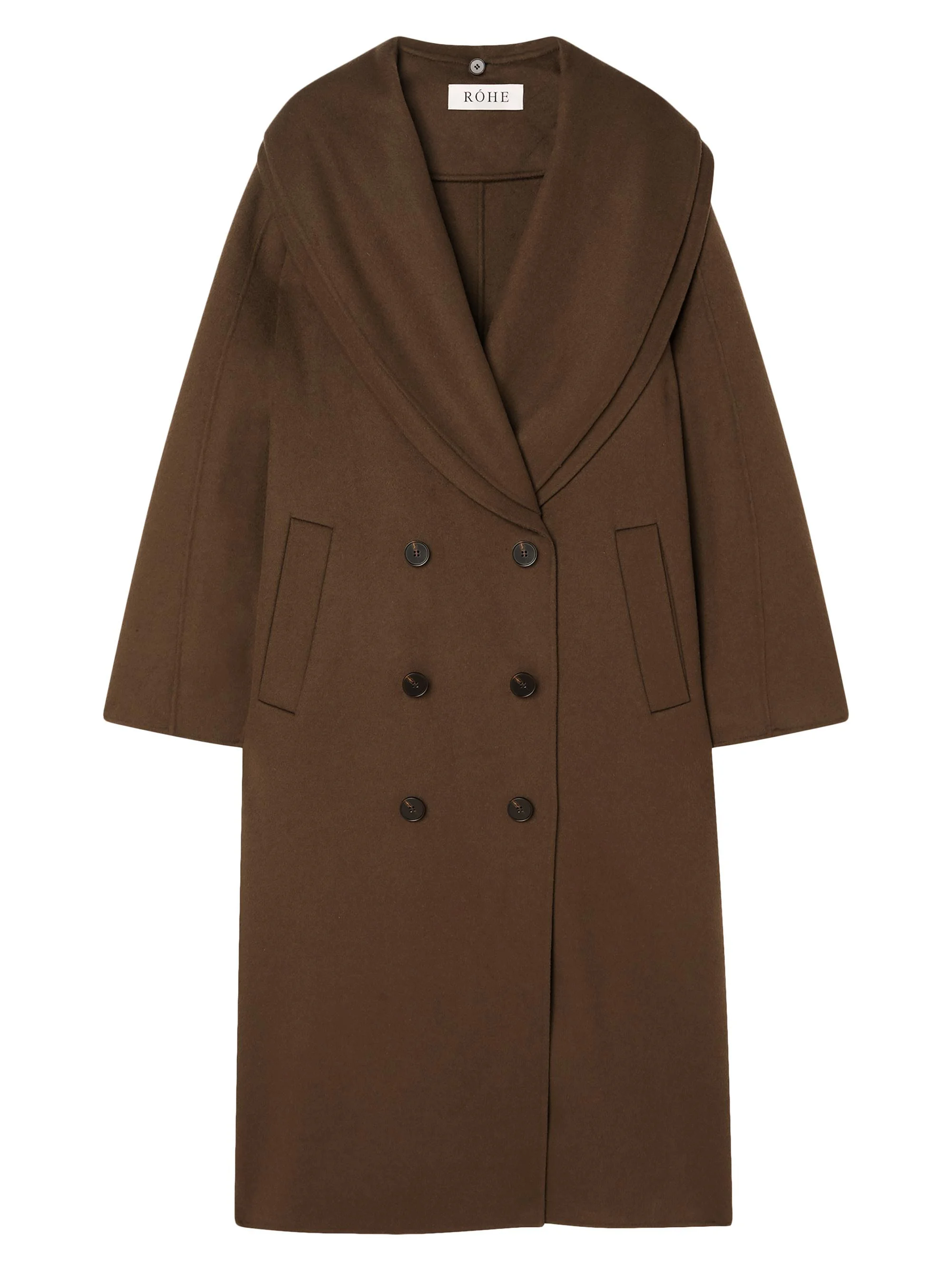 Women's Double-Faced Wool Scarf Coat - Taupe - 1