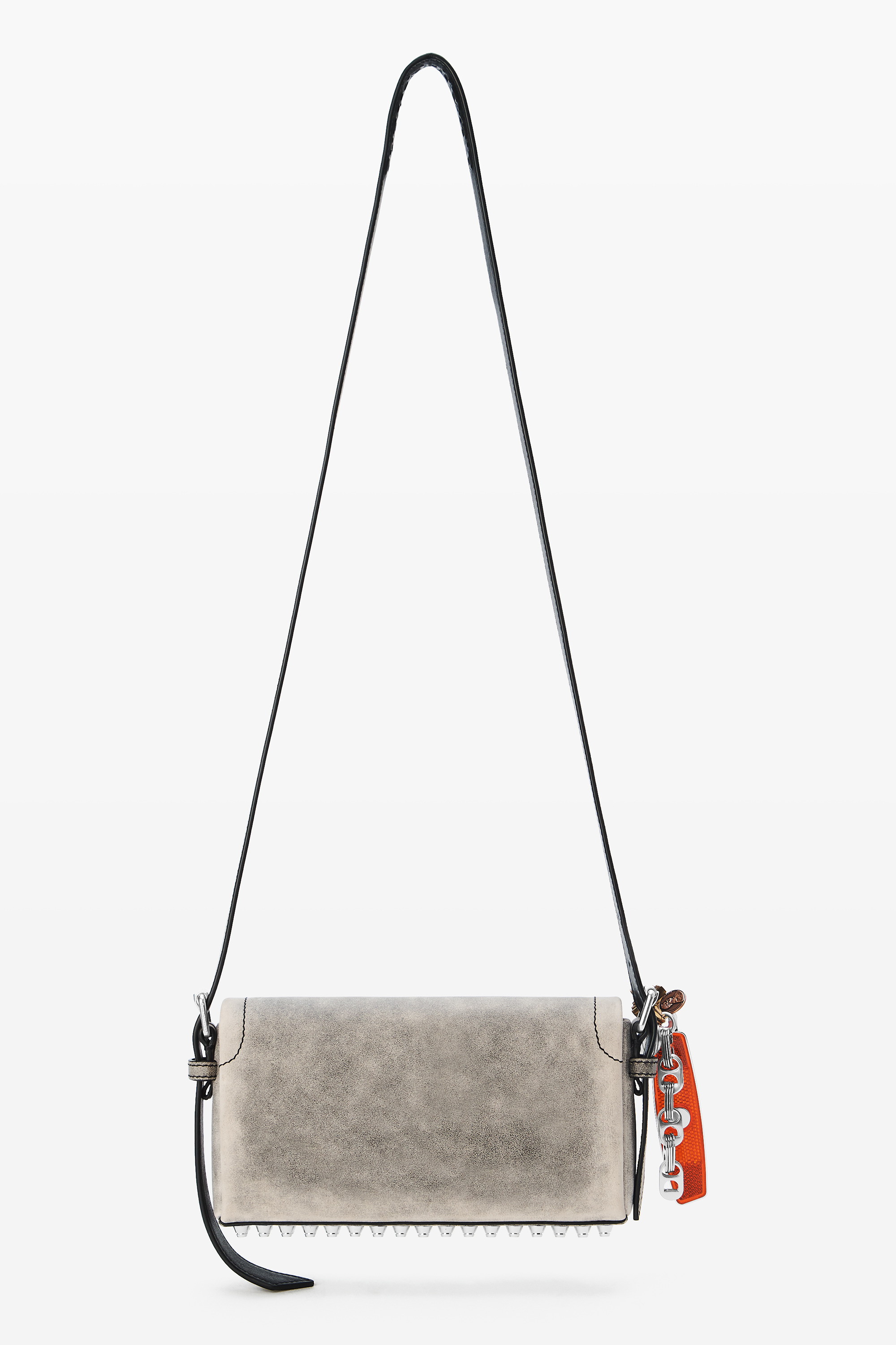 Black Crackle Leather Ricco Slim Flap Bag - 5