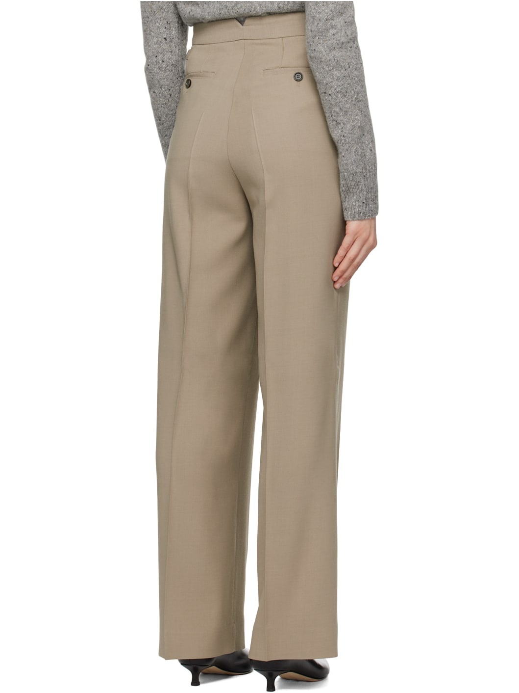 Taupe Pleated Trousers - 3