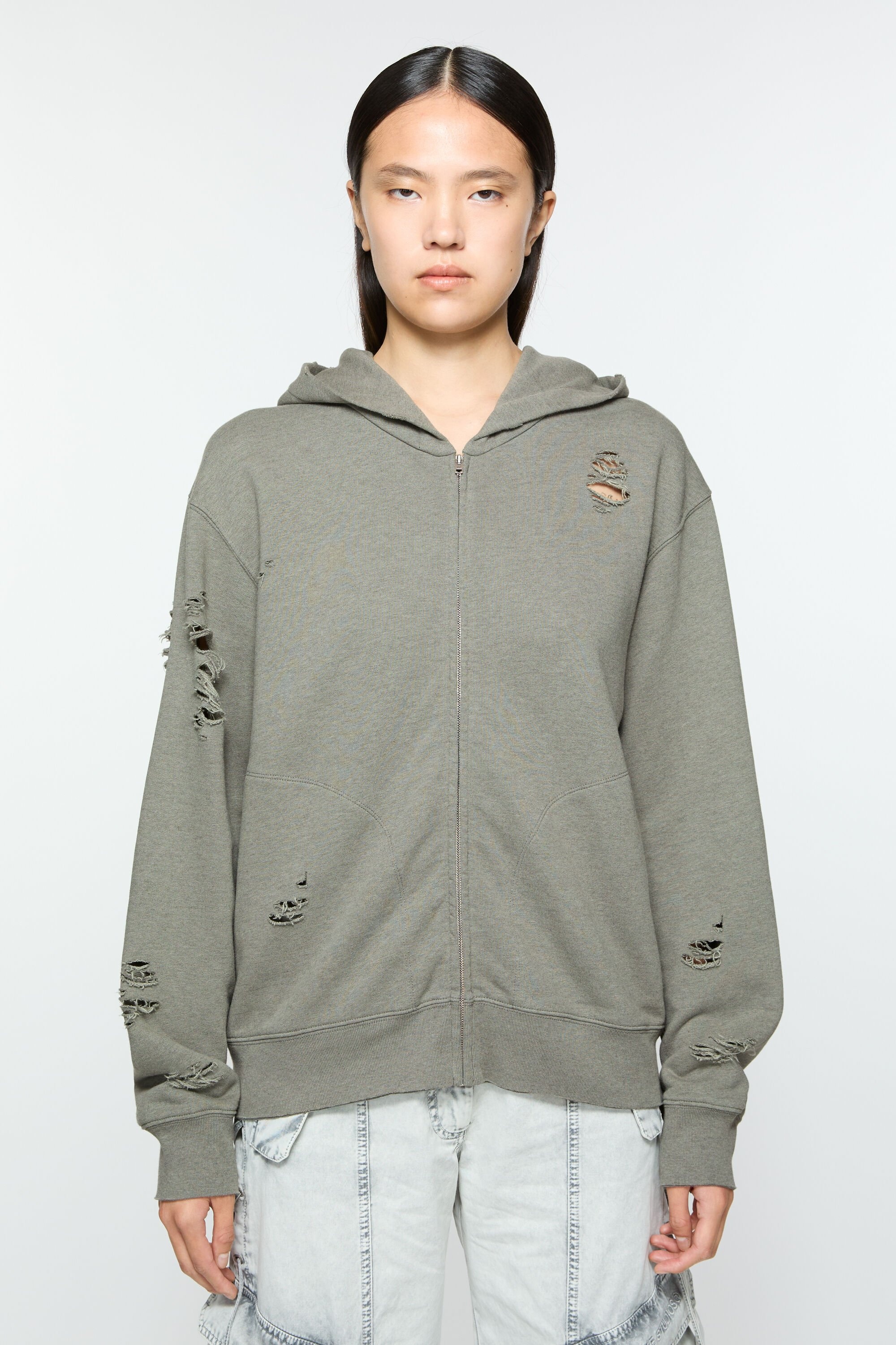Hooded zipper sweater - Moss Green - 2