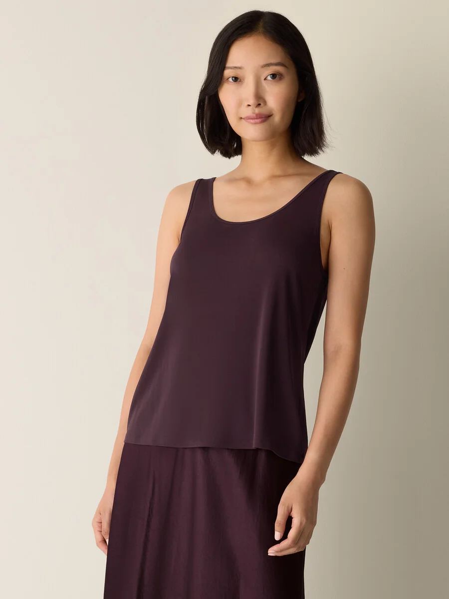 Stretch Silk Jersey Scoop Neck Tank - 1
