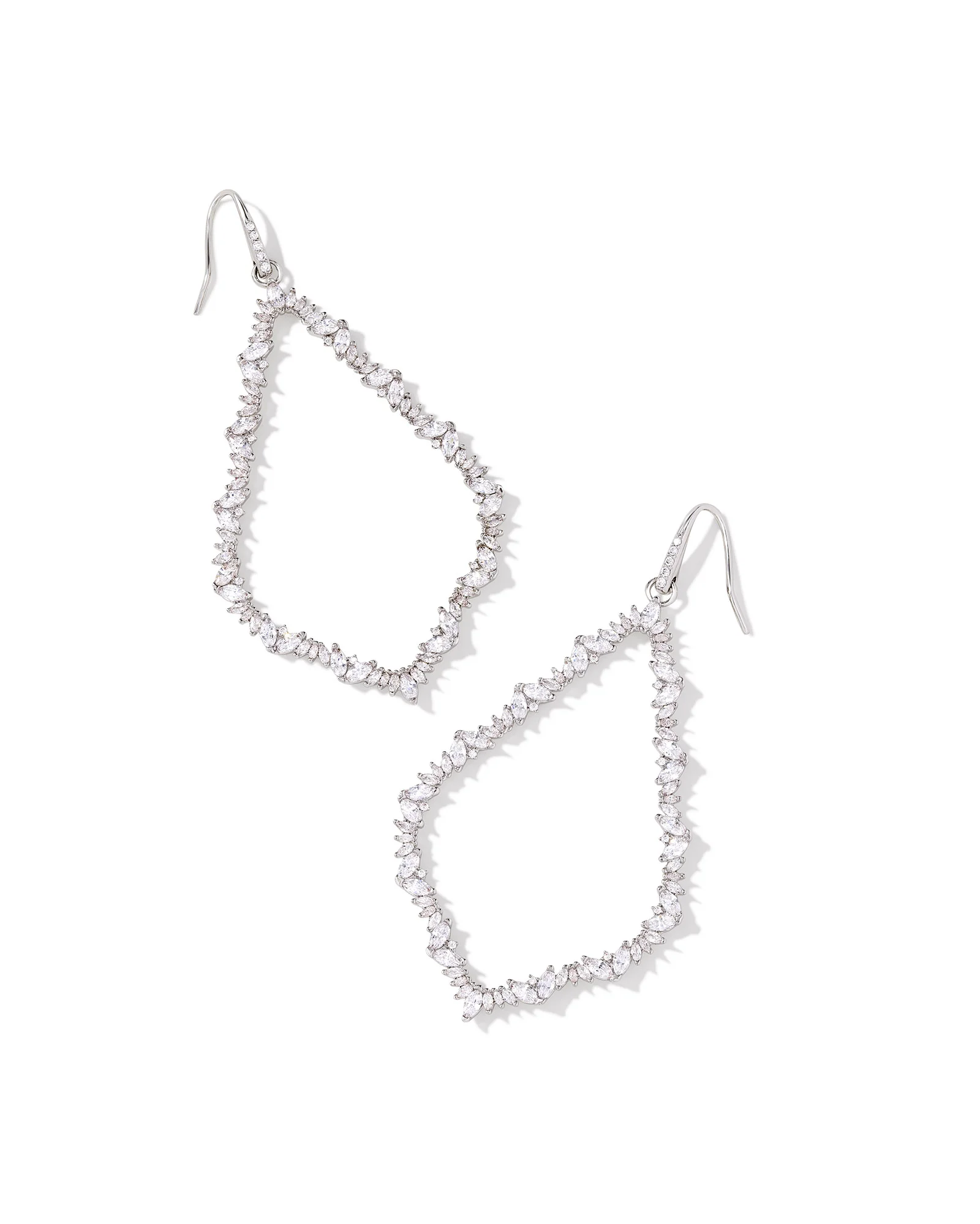 Sophee Silver Crystal Open Frame Earrings in White CZ - 1