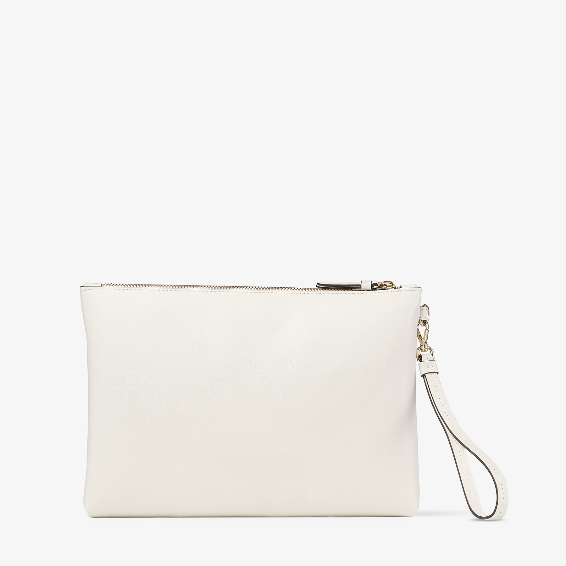Zipped Flat Pouch
Latte Leather Pouch with Sangallo Embroidery - 4