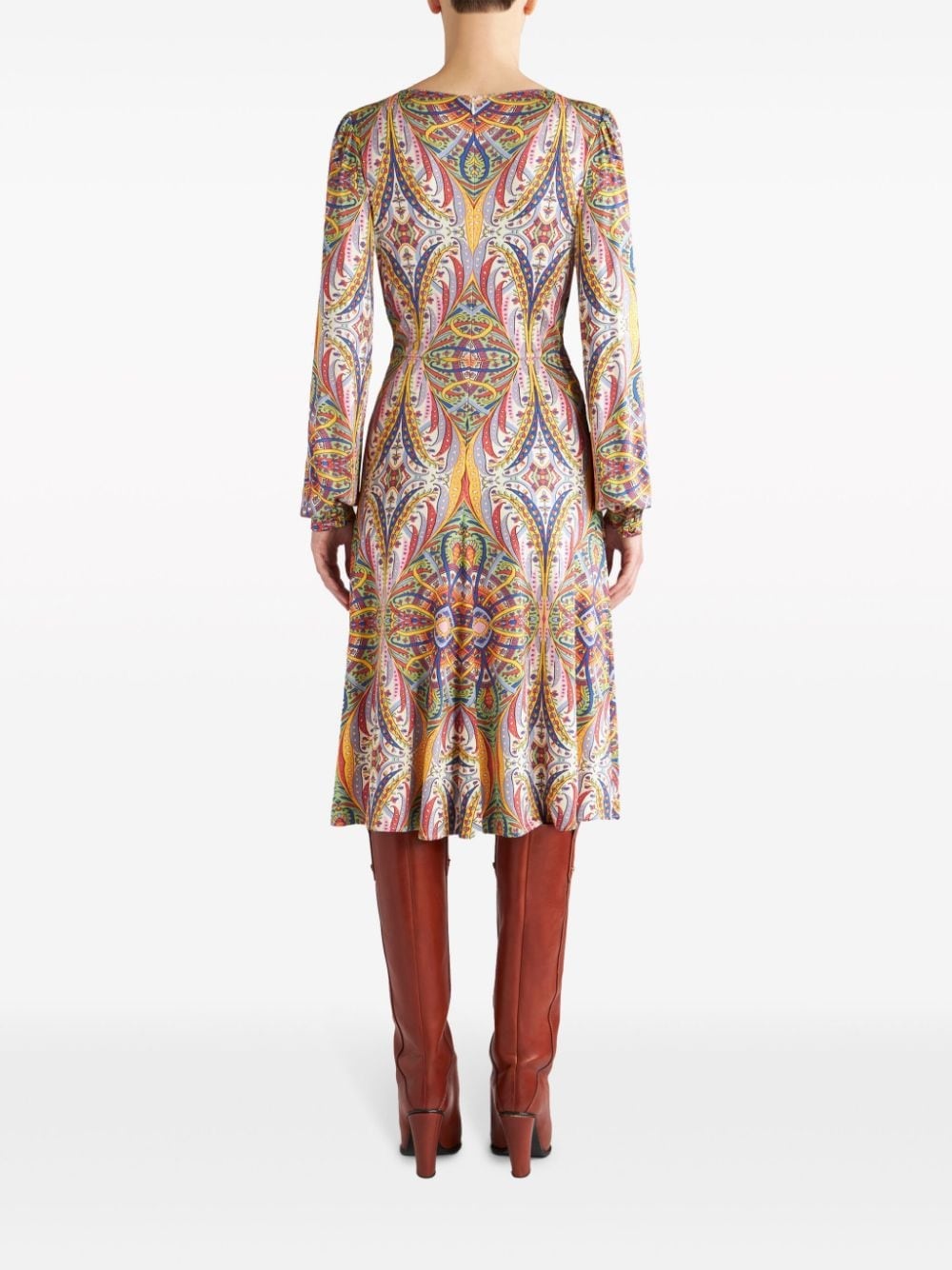 paisley-print V-neck mididress - 3