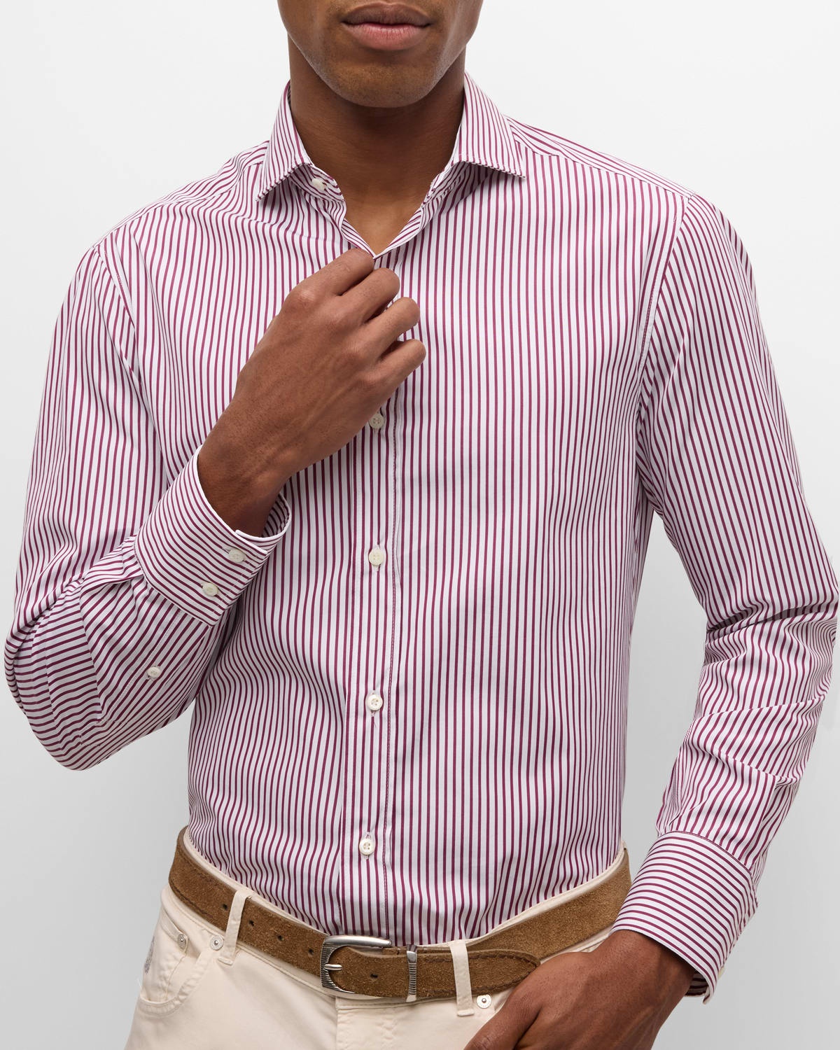 Men's Cotton Pinstripe Sport Shirt - 5