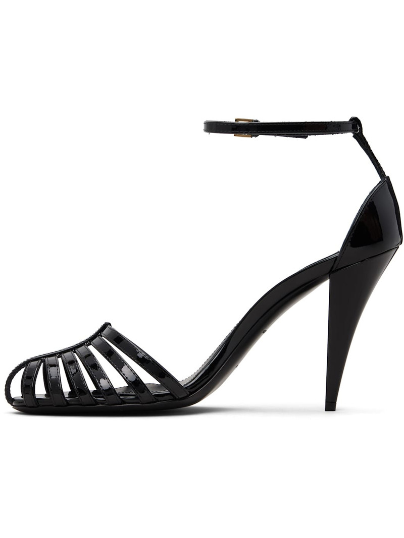 Black Cage Heeled Sandals 3