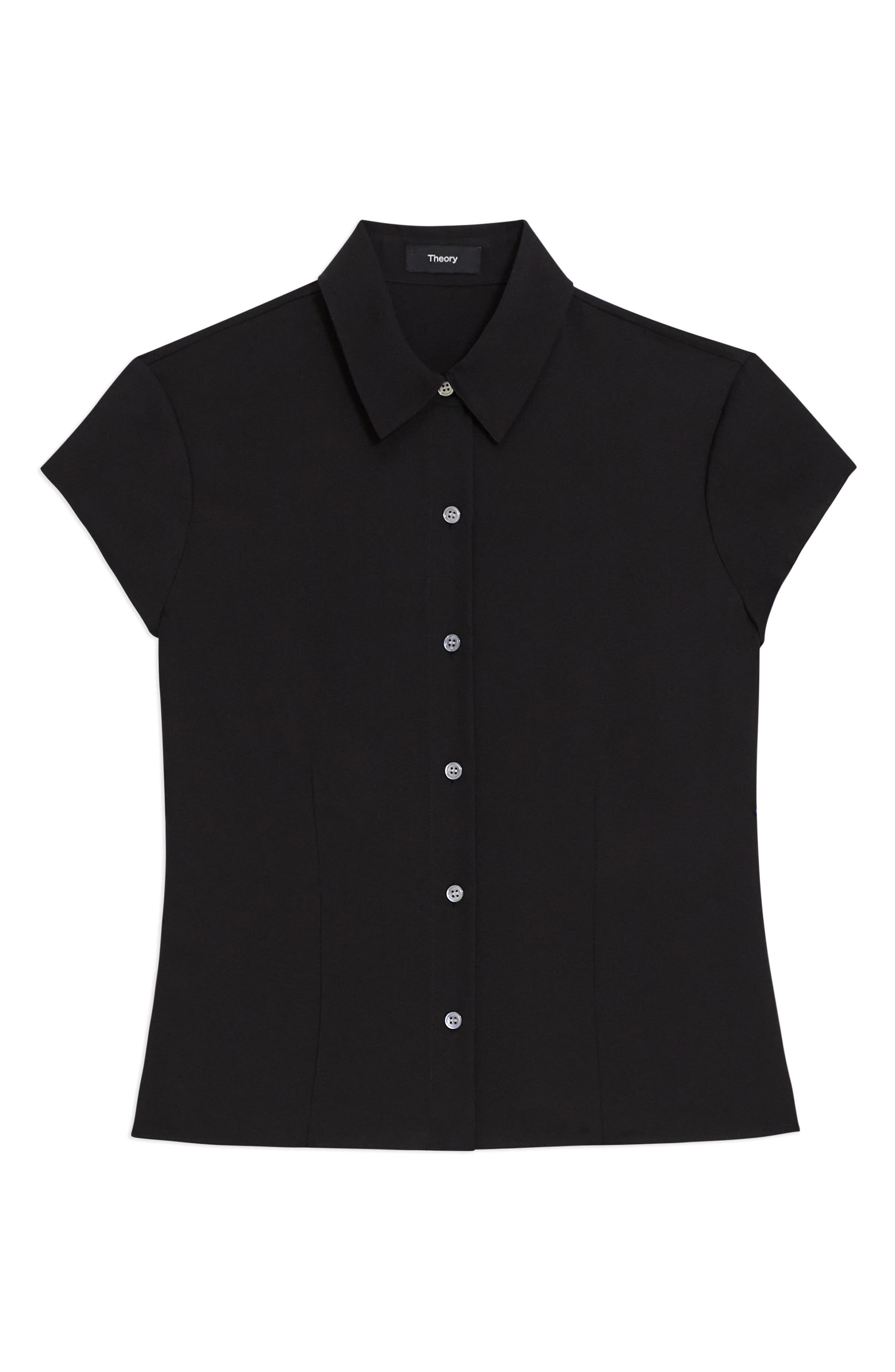 Theory Cap Sleeve Silk Shirt in Blk at Nordstrom - 4