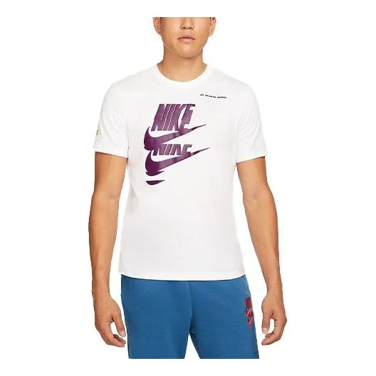 Men's Nike Chest Creative Printing Short Sleeve White T-Shirt DM6378-100 - 1