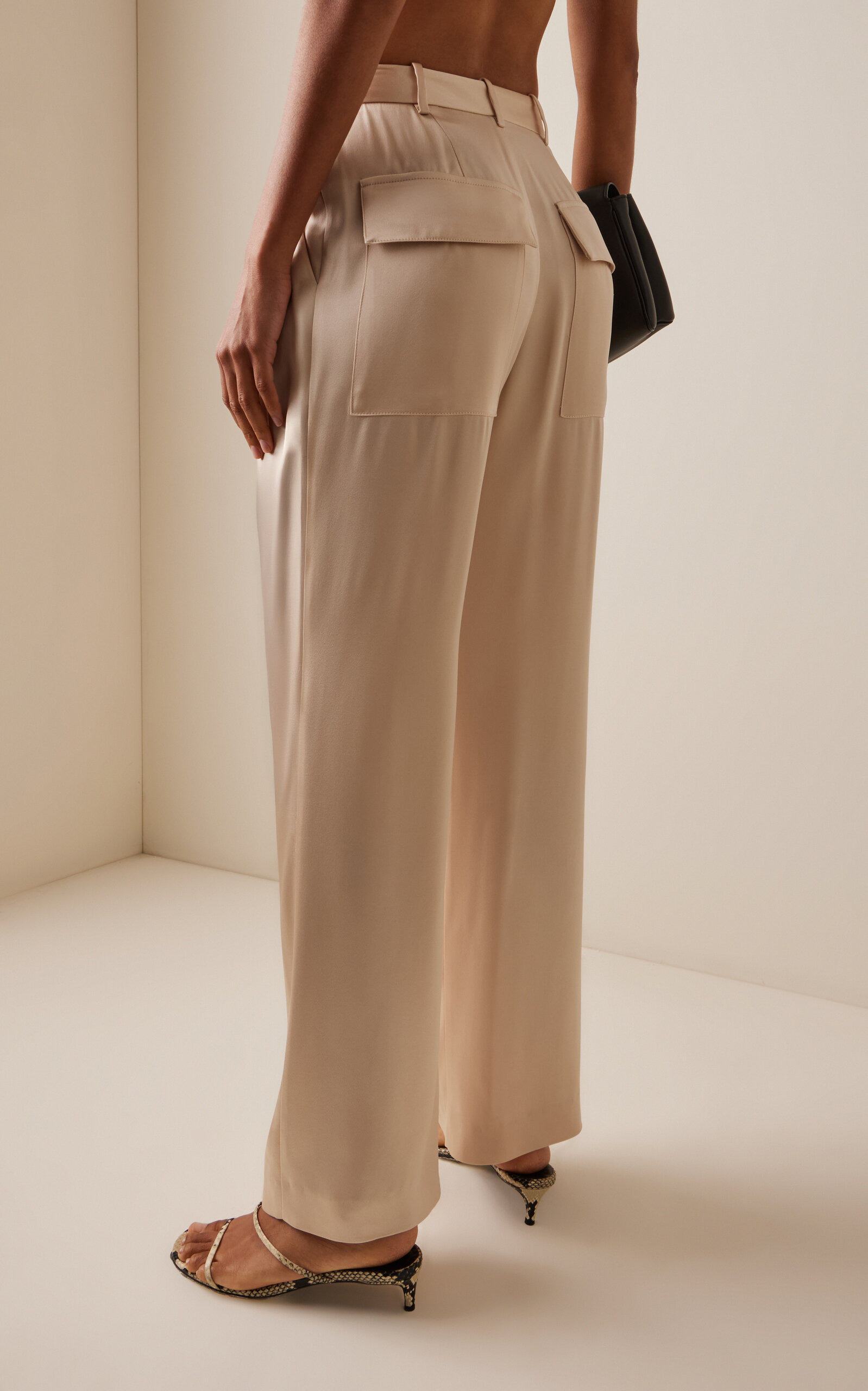Pleated Satin Tapered Pants neutral - 4