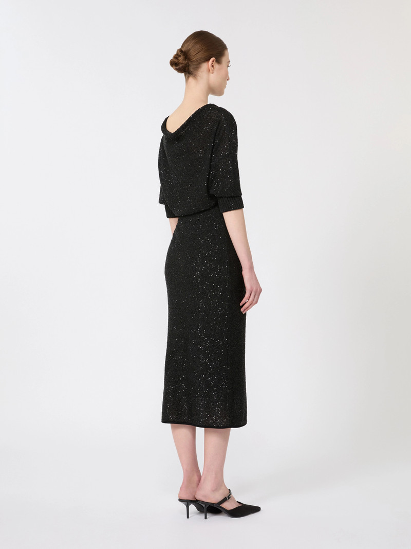 GETTO Sequinned viscose yarn dress - BLACK 4