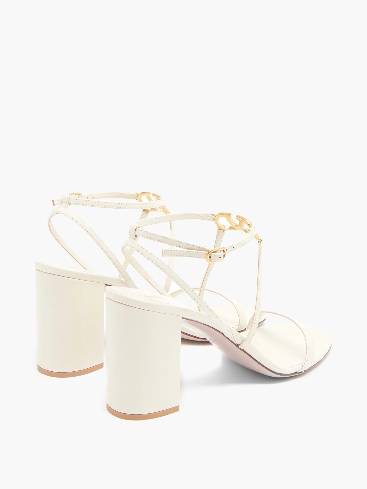 V-logo block-heel leather sandals - 4