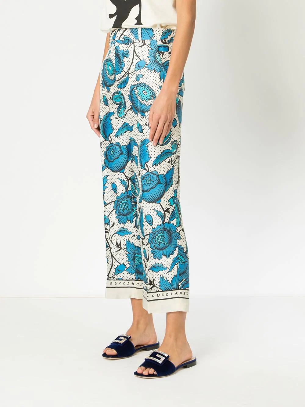 floral print straight trousers - 3