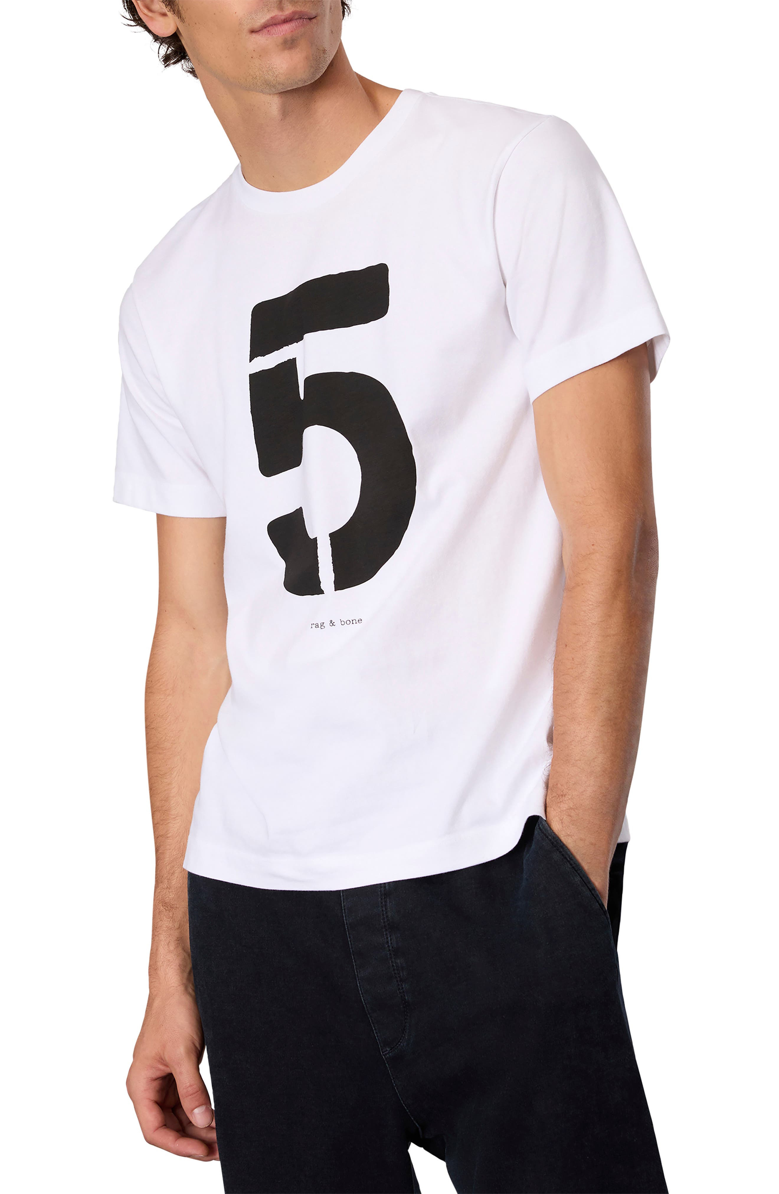 rag & bone Number Five Graphic T-Shirt in Washed White at Nordstrom - 1