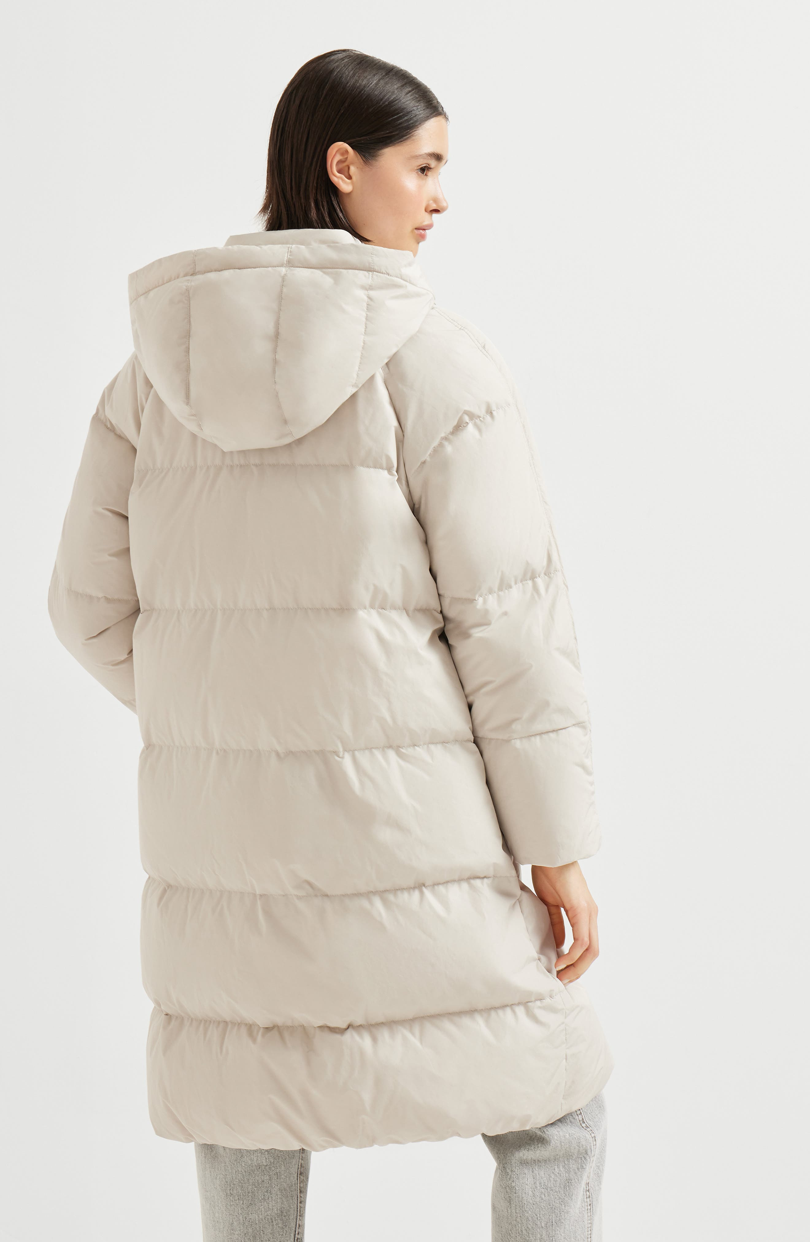 Brunello Cucinelli Water-resistant taffeta down jacket in Light Grey at Nordstrom - 3