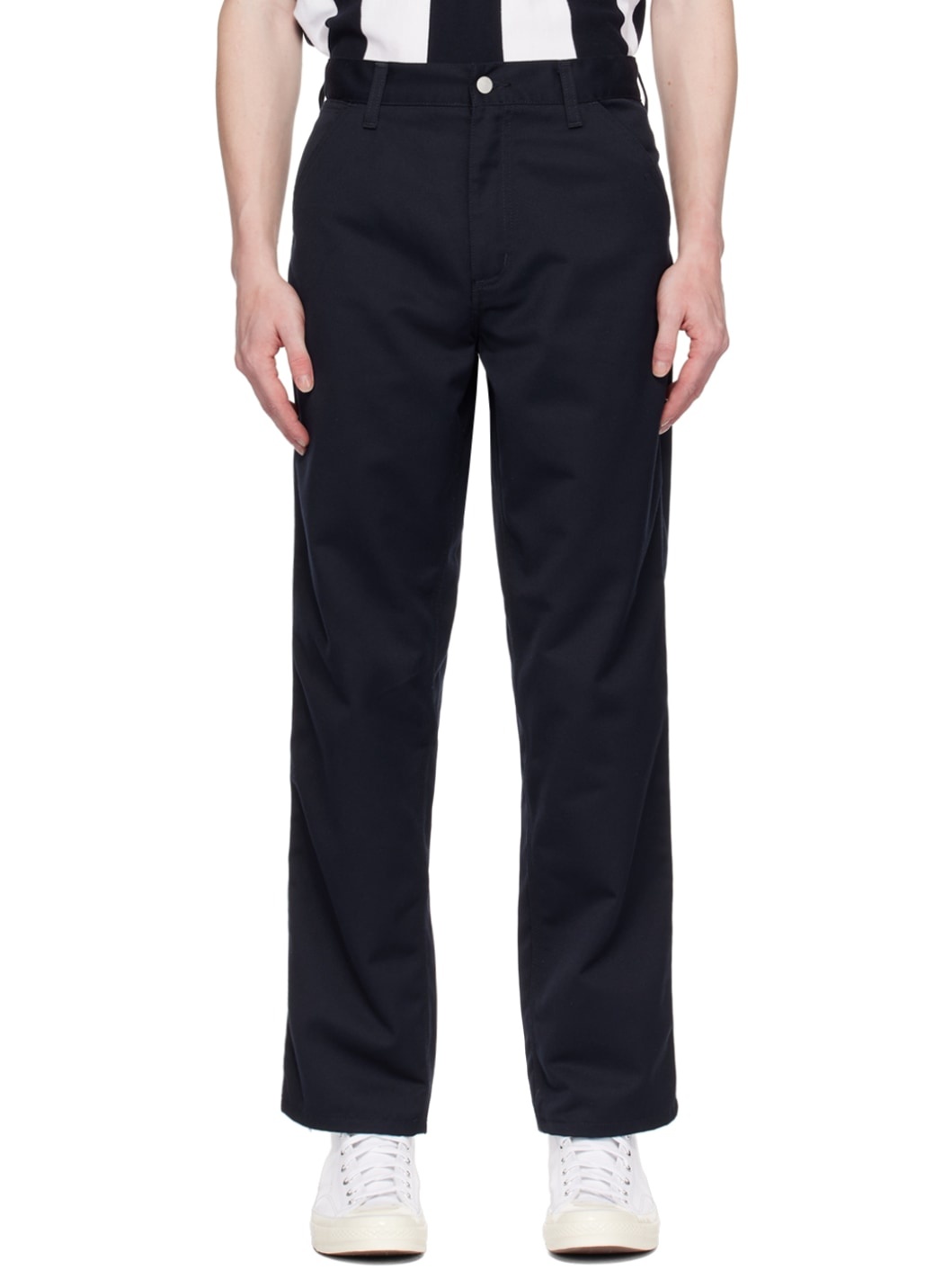 Navy Simple Trousers - 1