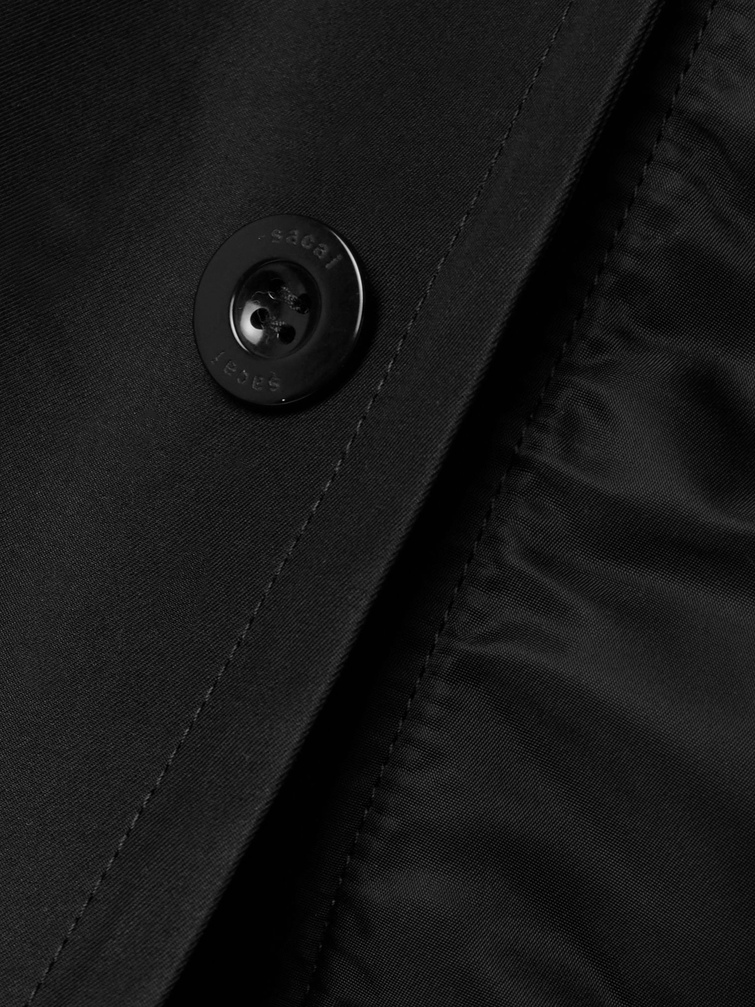 Paneled cotton-blend gabardine and padded shell jacket Black - 5