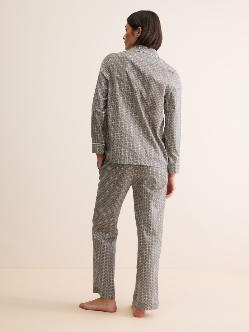 Women's Pajamas London London Geo Cross Cotton Batiste Taupe 3
