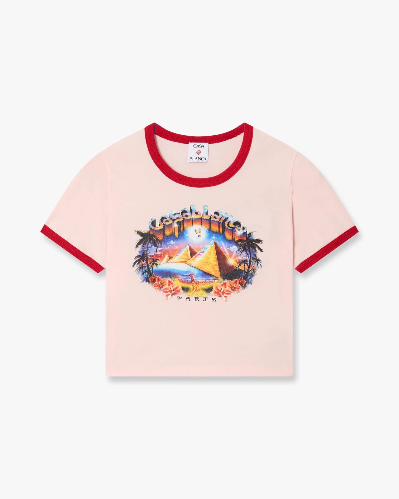 Pink Pyramid Tourism Cropped Baby Short Sleeve T-Shirt | Casablanca Paris - 1