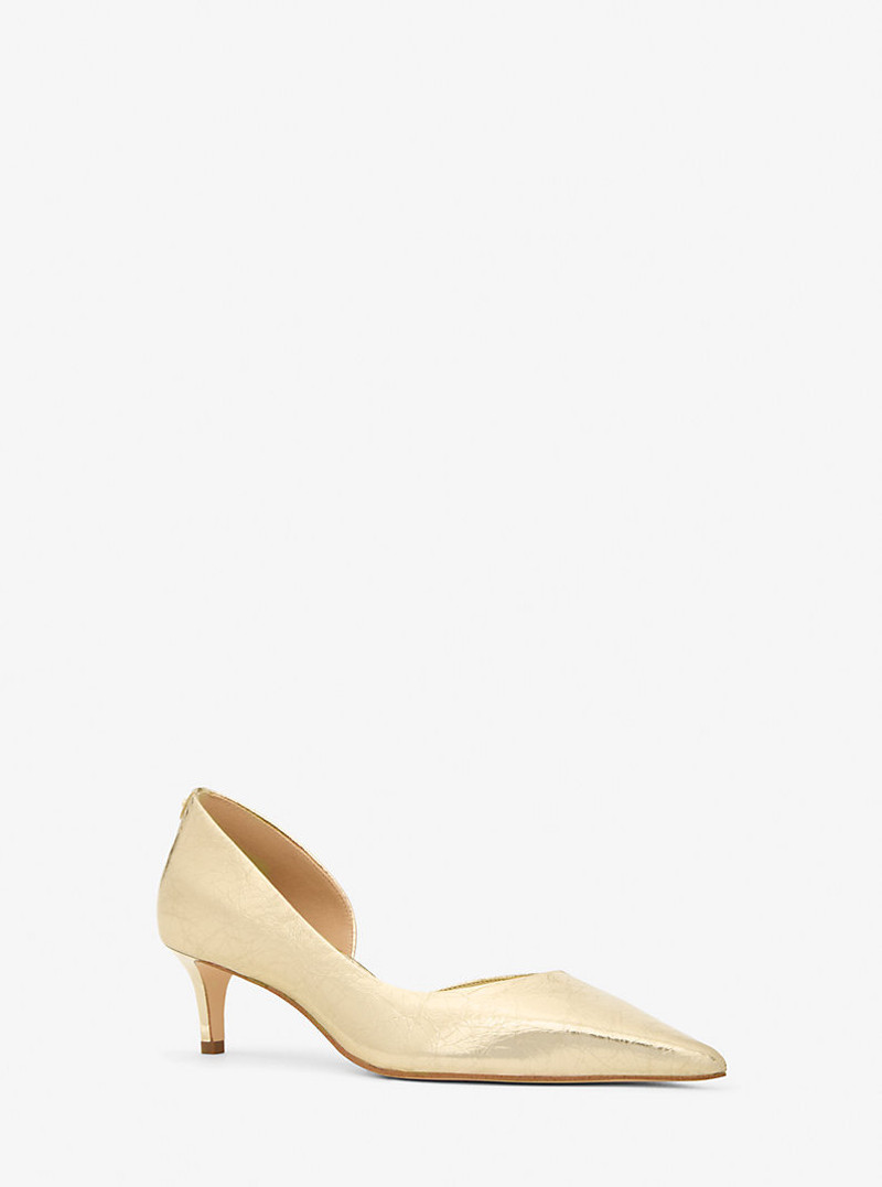 Elyse Crackled Metallic Leather Kitten Pump 1