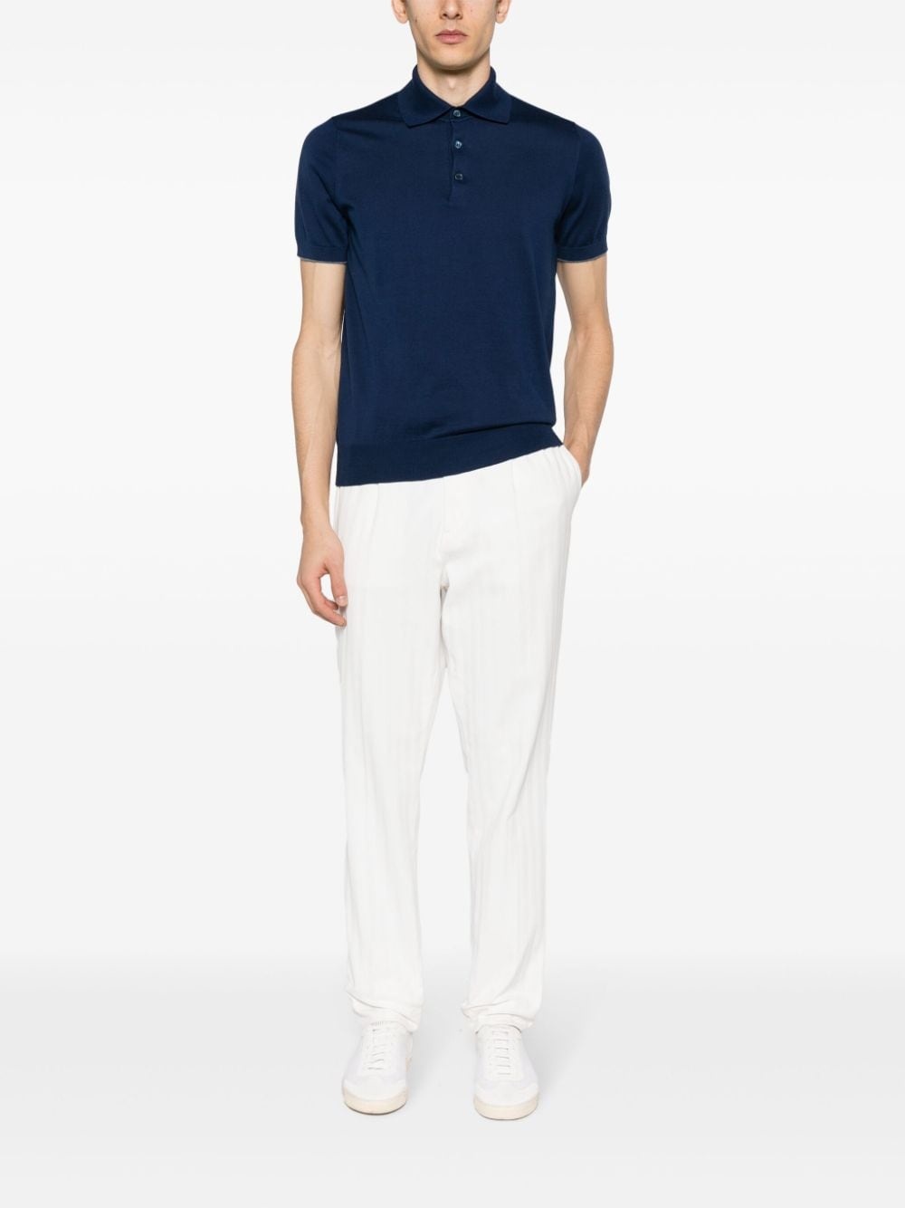 contrasting-trim cotton polo shirt - 2