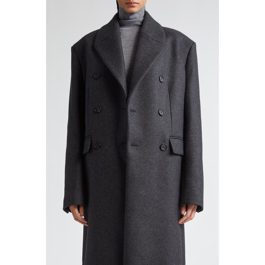 TOTEME Broad Double Breasted Recycled Wool Blend Coat in Charcoal Melange at Nordstrom - 1