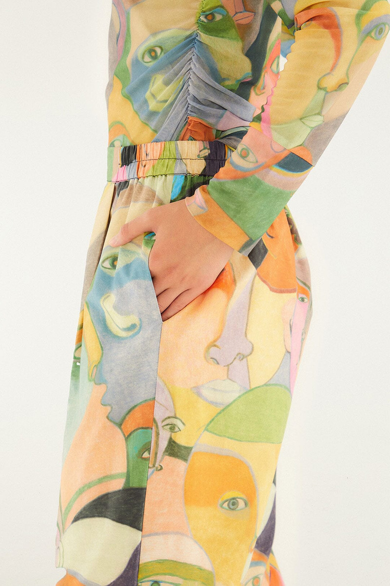 Crowded Series Drawing Organic Cotton Pants 5