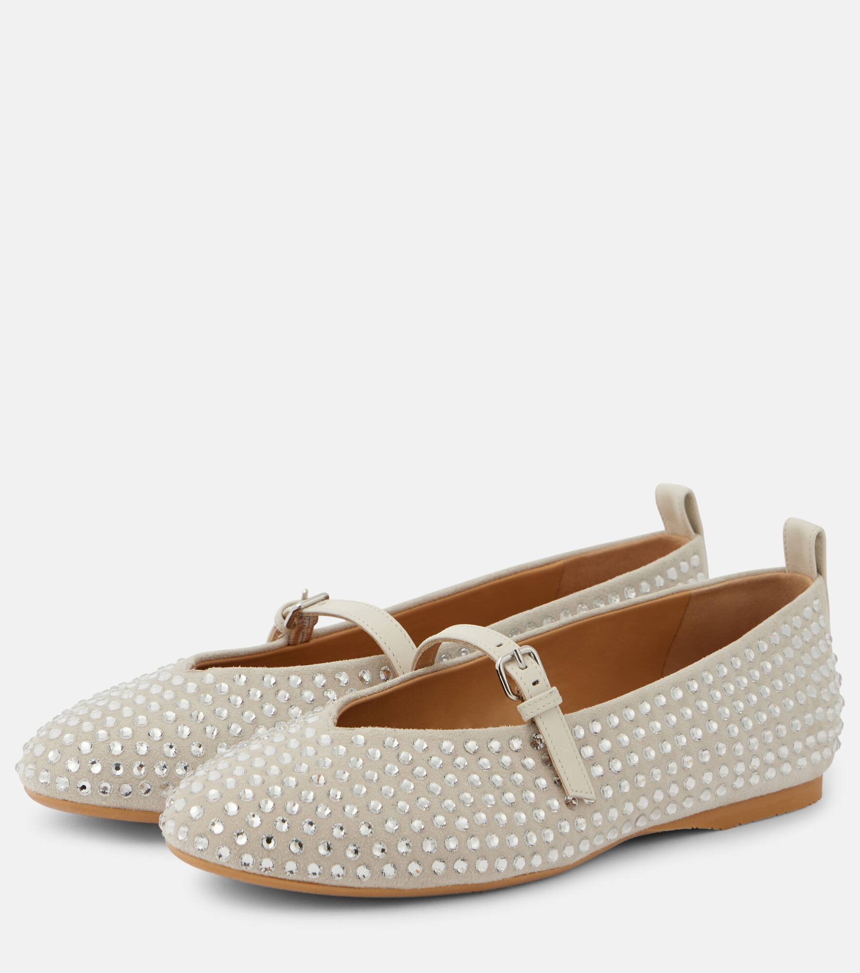 Embellished suede ballet flats - 5