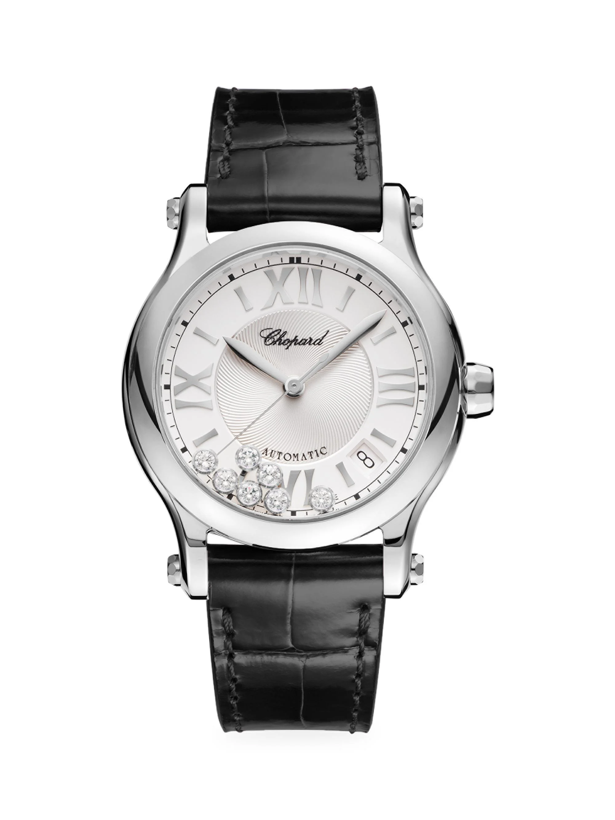 Women's Happy Sport Stainless Steel, Diamond & Alligator-Strap Watch - Silver - 1