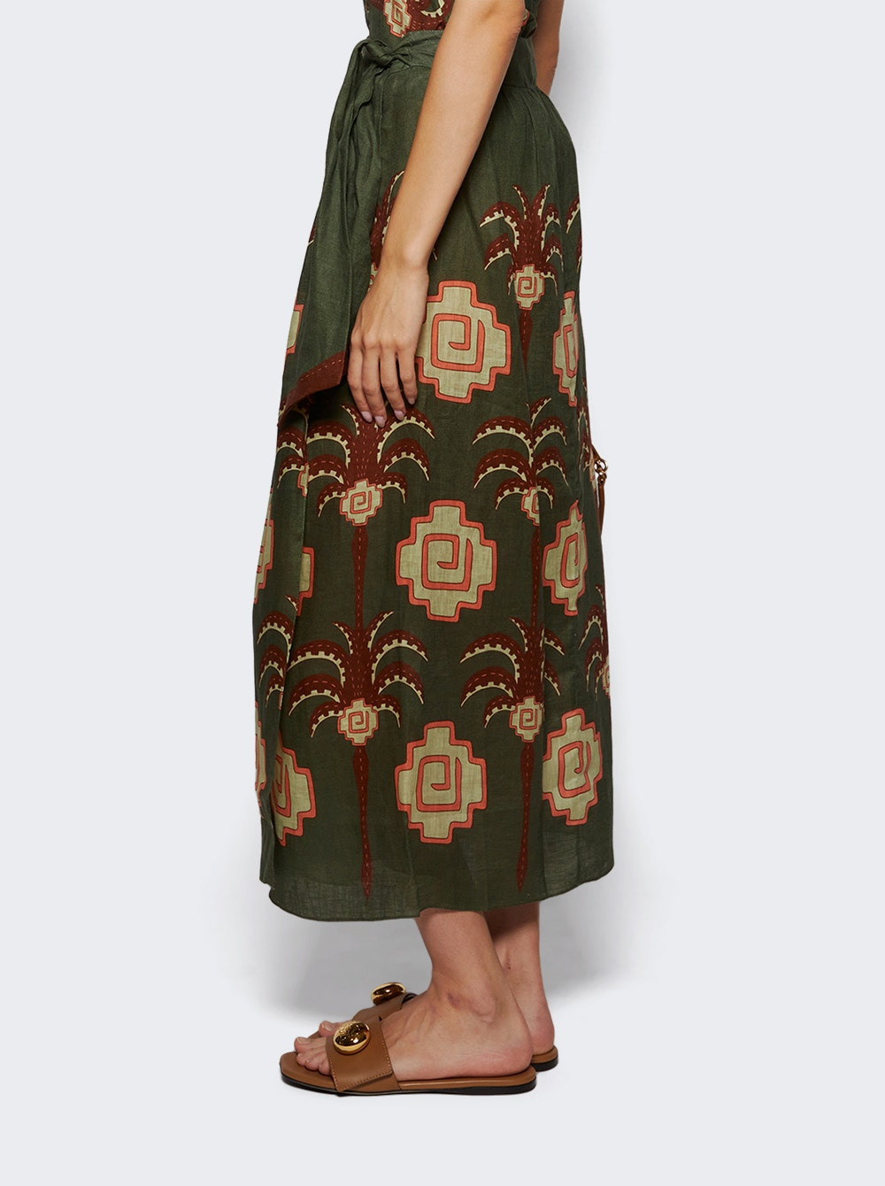 Amazon Echoes Wrap Skirt Green And Chocolate - 3