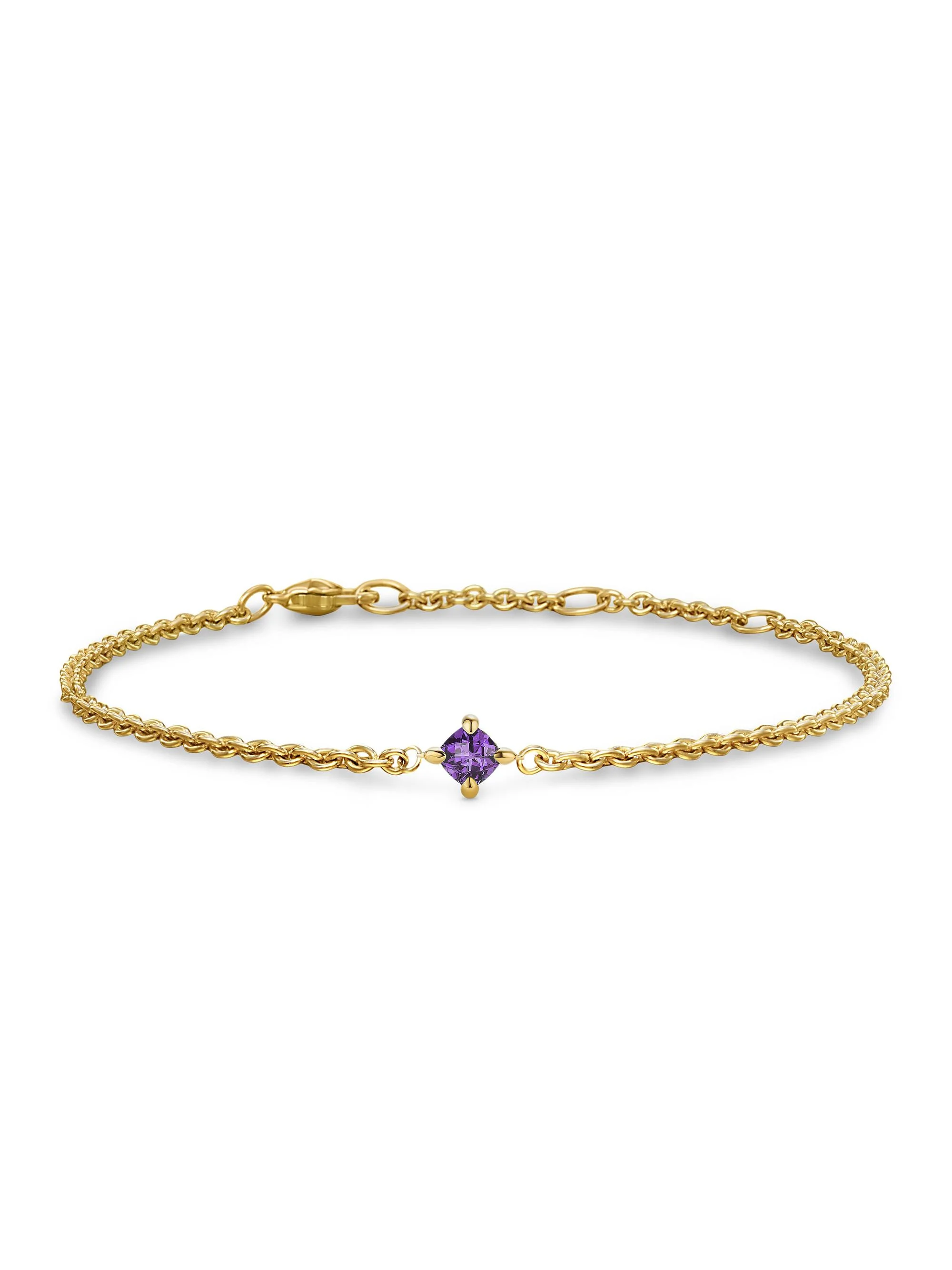 Women's Micro Chatelaine Chain Bracelet in 18K Yellow Gold - Amethyst - 1