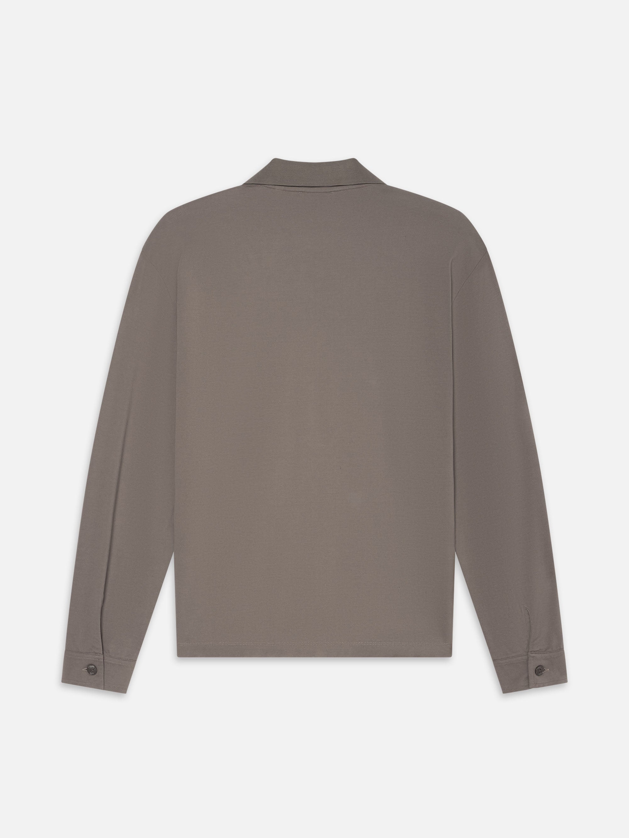 Light Pique Long Sleeve Polo in Smoky Mocha - 3