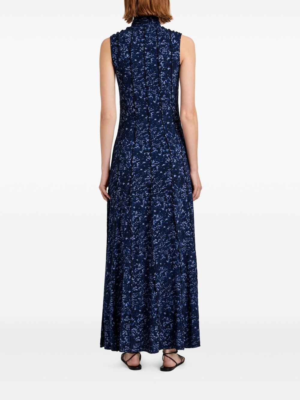 high-neck sleeveless floral dress - 4
