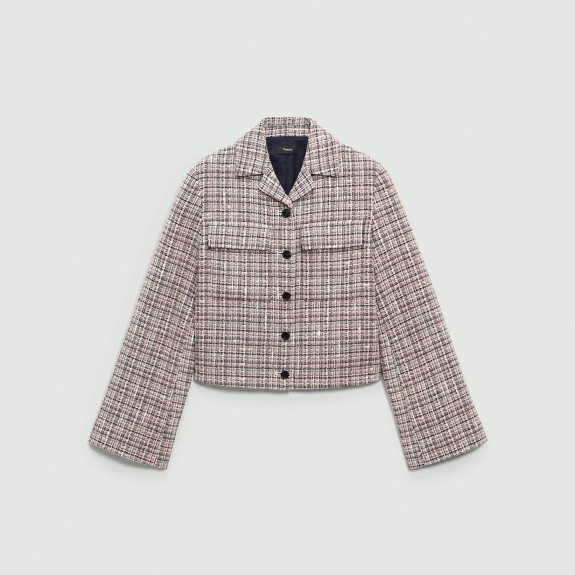 Cropped Tweed Jacket in Cotton-Blend - 1