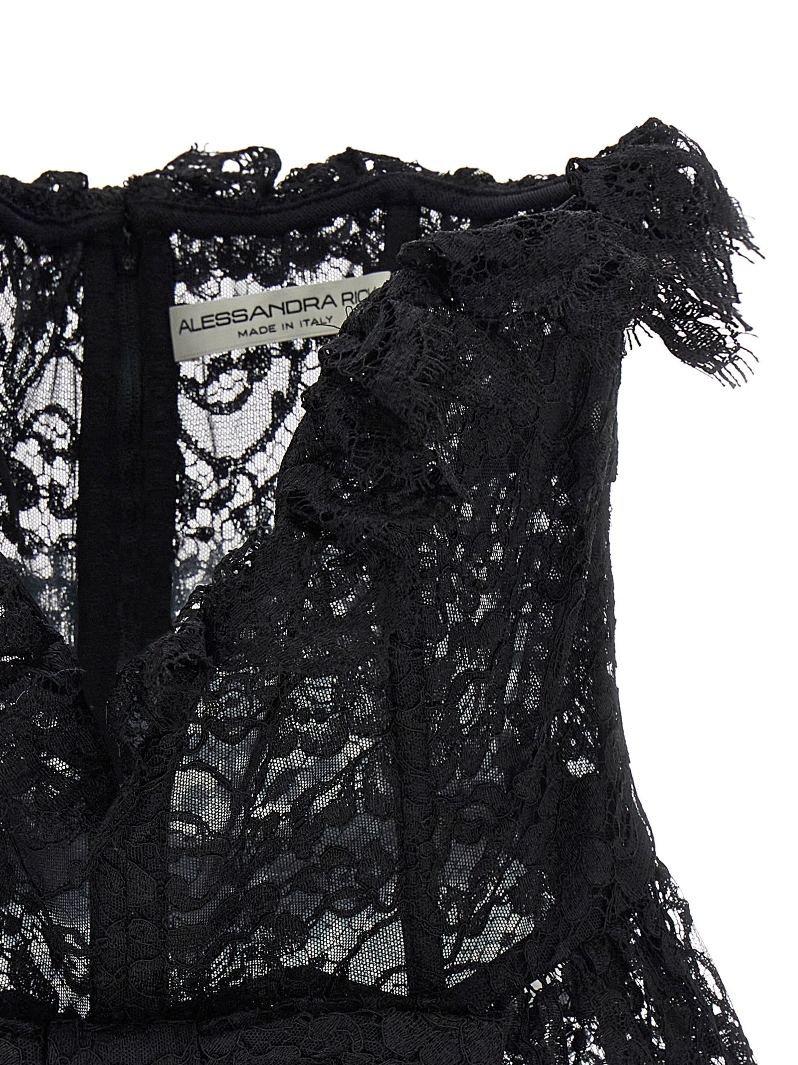 Lace Bow Bustier Top Tops Black - 3
