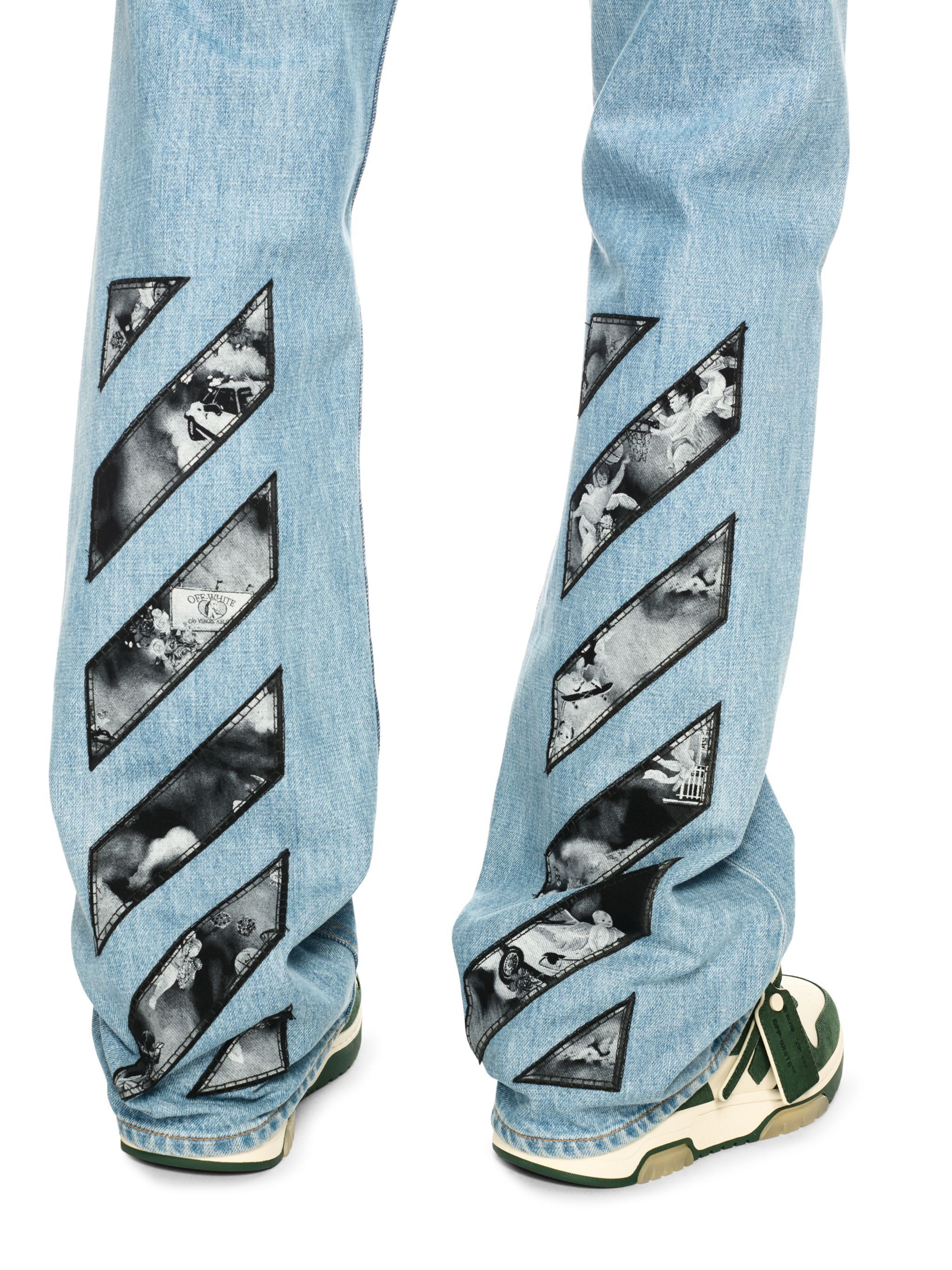 Blue Diagonal Fresco Jeans - 5