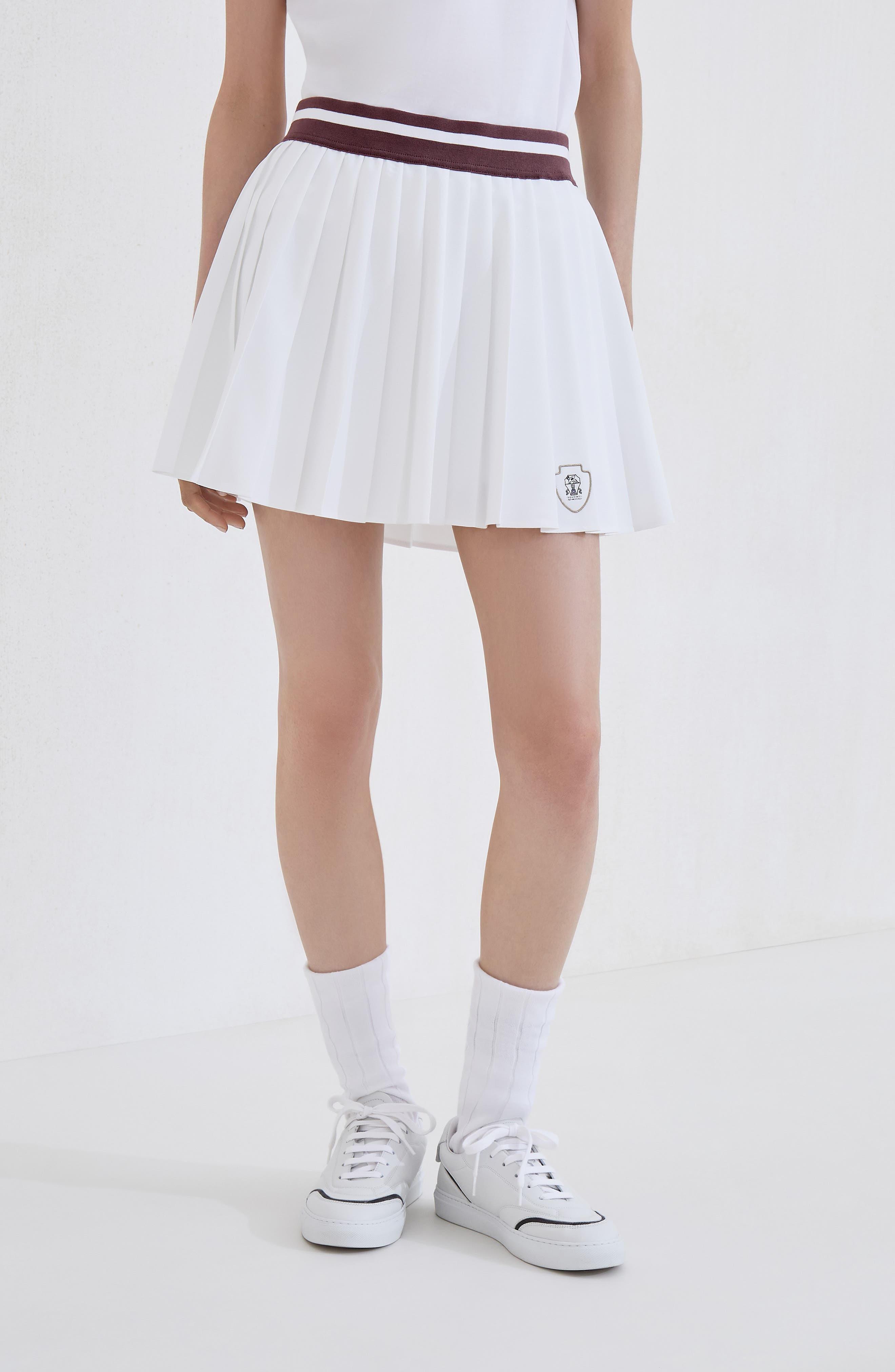 Brunello Cucinelli Pleated skirt with logo in White at Nordstrom - 2