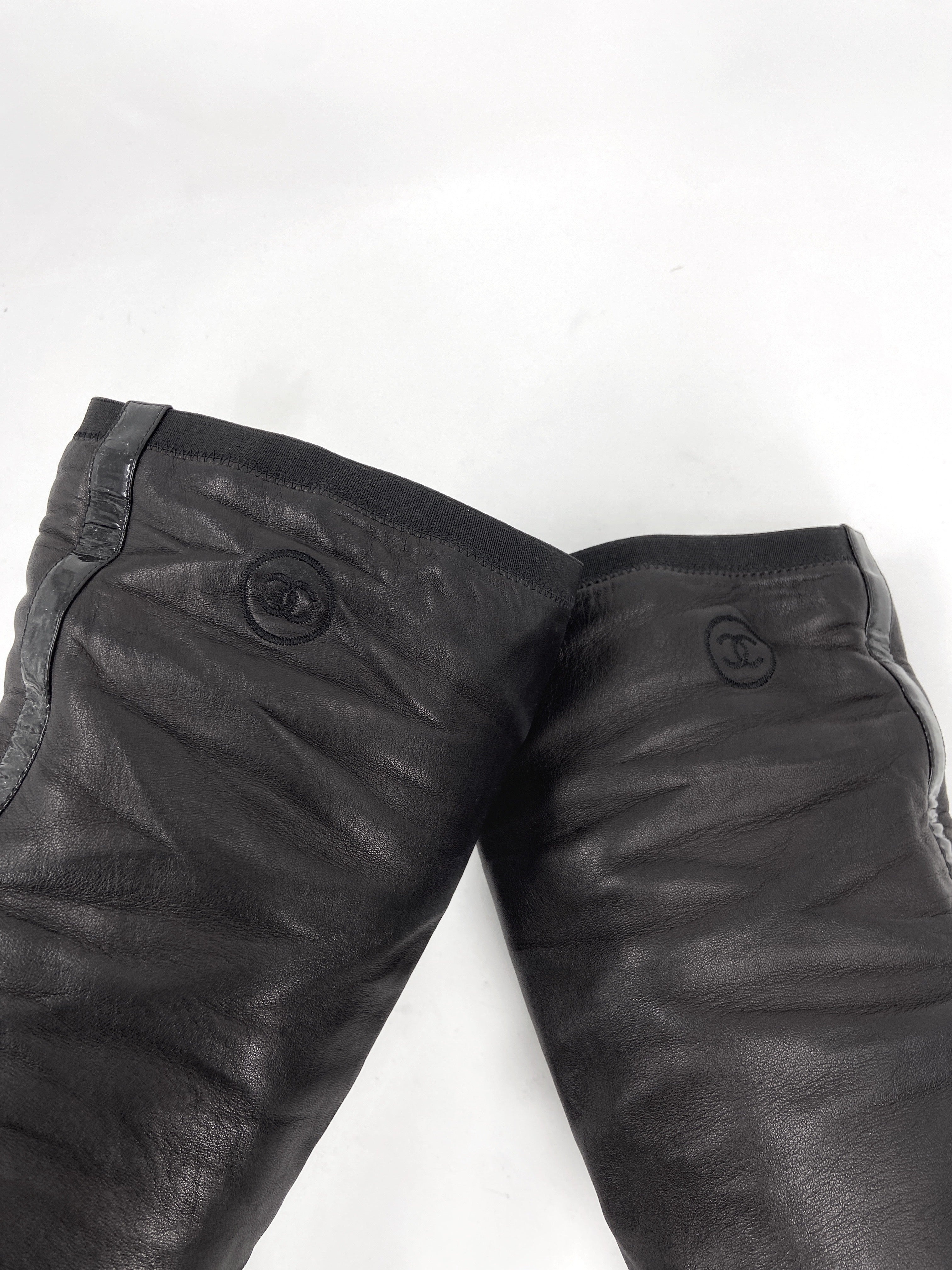 Chanel 90s Karl Lagerfeld Logo Lambskin Leather Boot 35.5 - 7