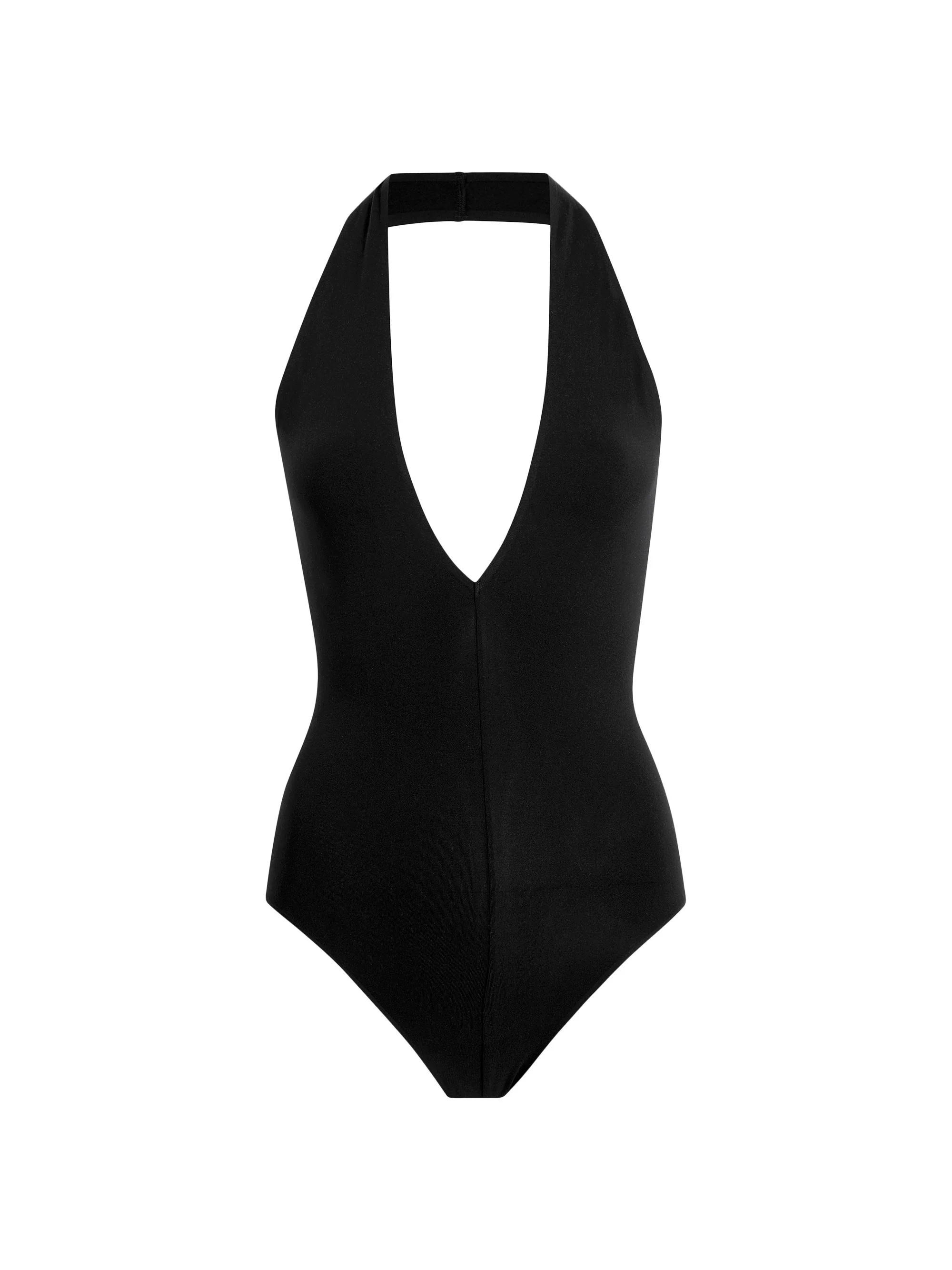 Women's Ballet Deep Plunge Halterneck Bodysuit - Black - 1