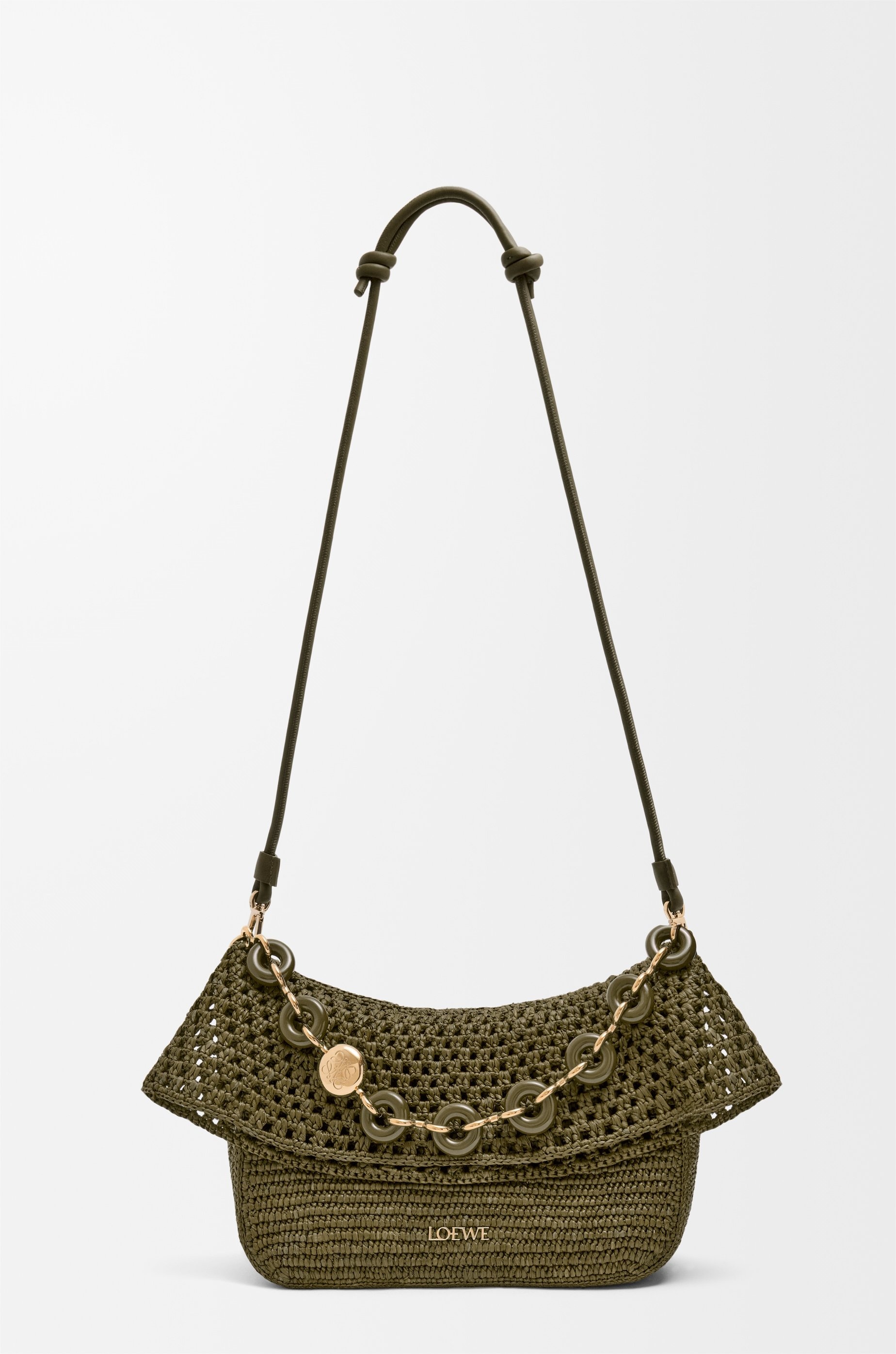 Medium Ola bag in raffia and calfskin 9