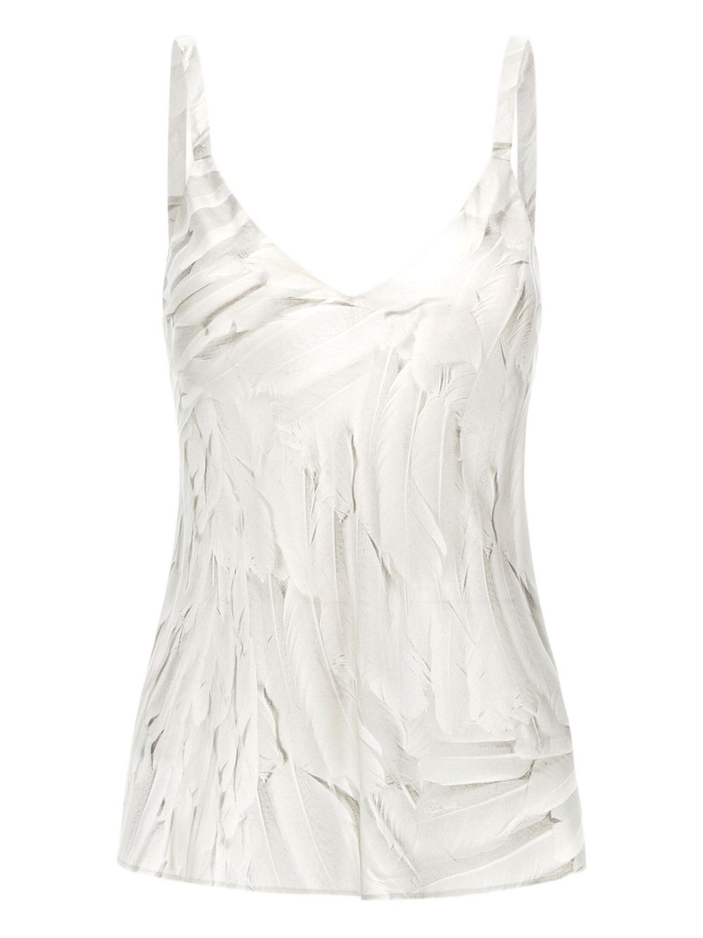 feather-print silk tank top - 5