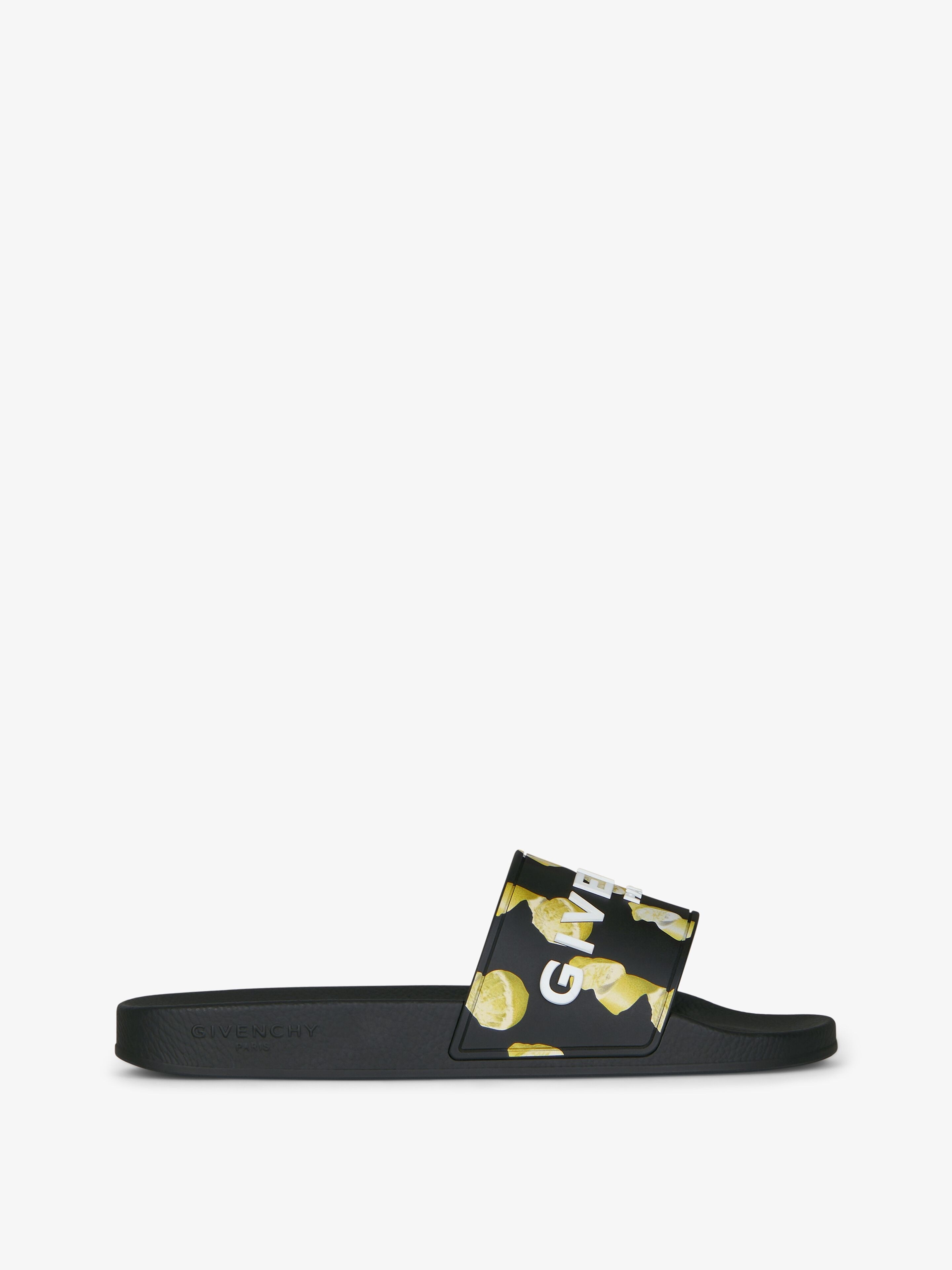 SLIDE FLAT SANDALS IN RUBBER WITH LEMONS PRINT - 1