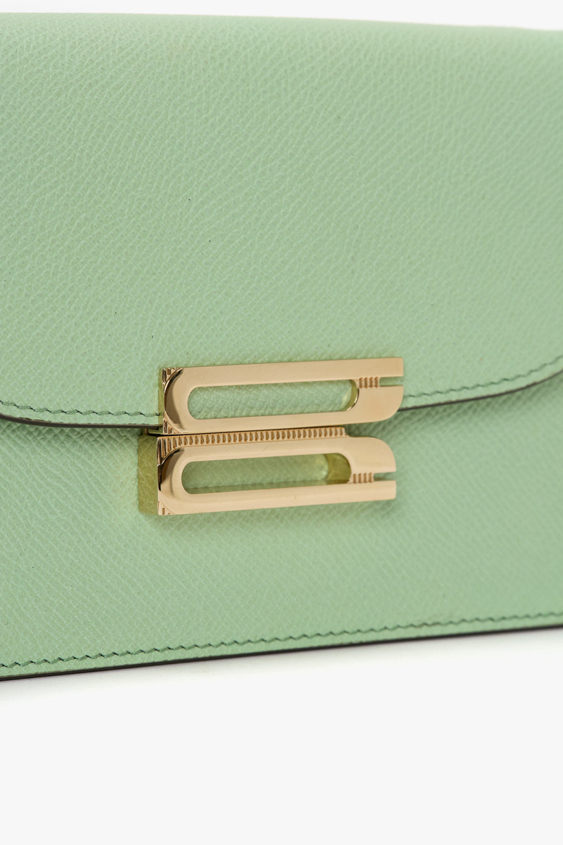Nano Dorian Wristlet In Jade Grained Leather 8
