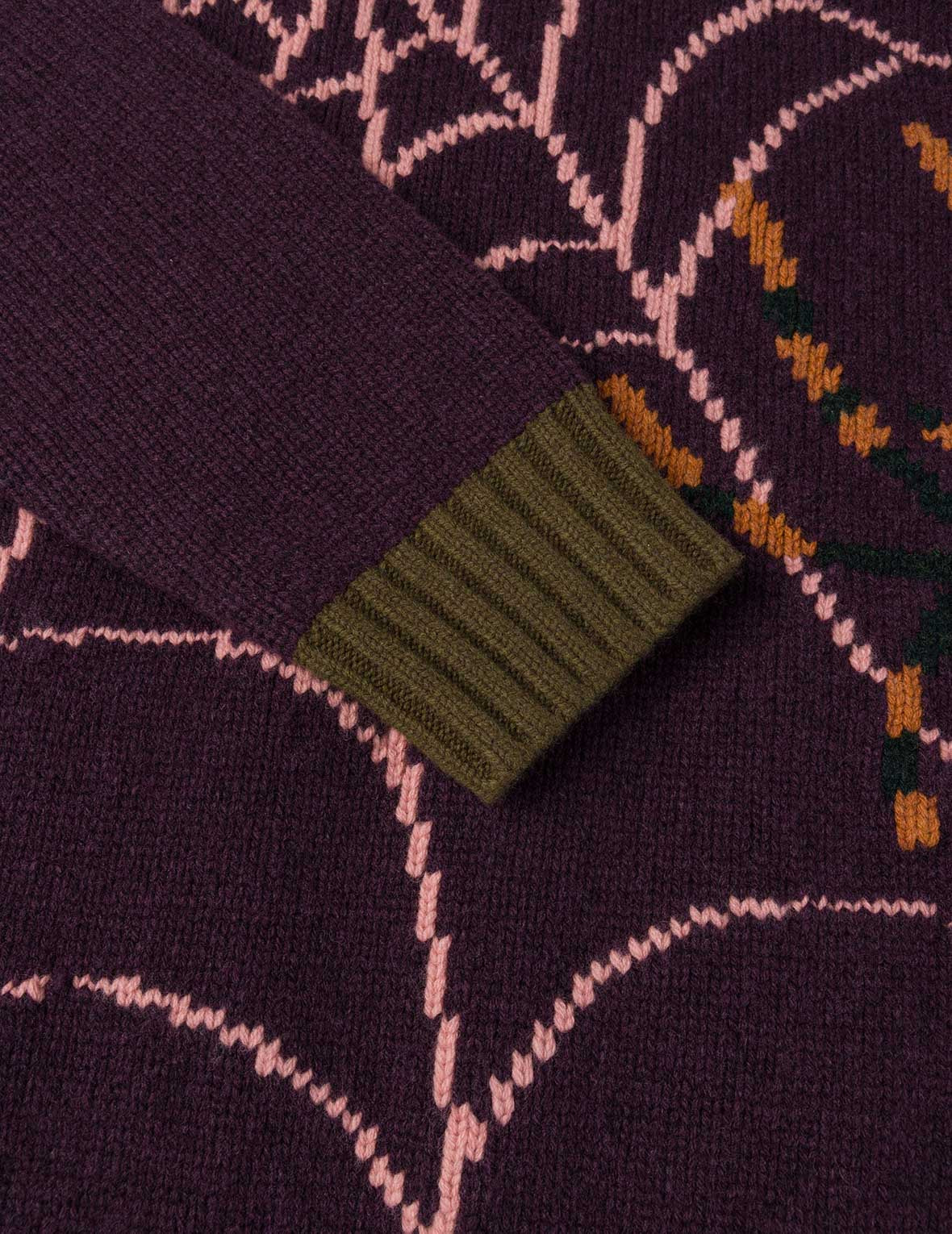 Spiders and Seagull Intarsia Knit Relax Fit Cowichan Sweater - 10